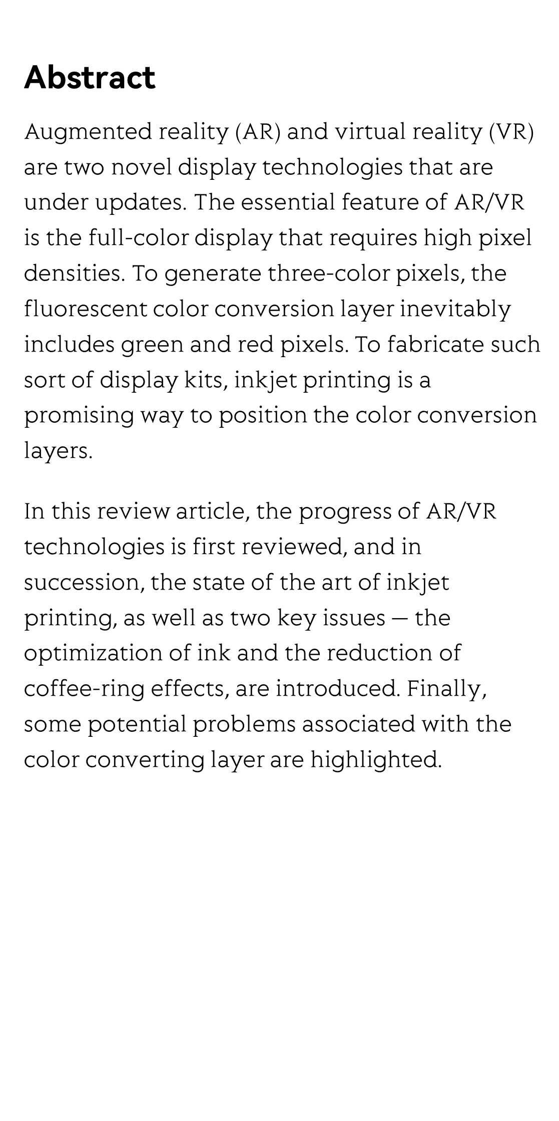 An overview on the principle of inkjet printing technique and its application in micro-display for augmented/virtual realities_2