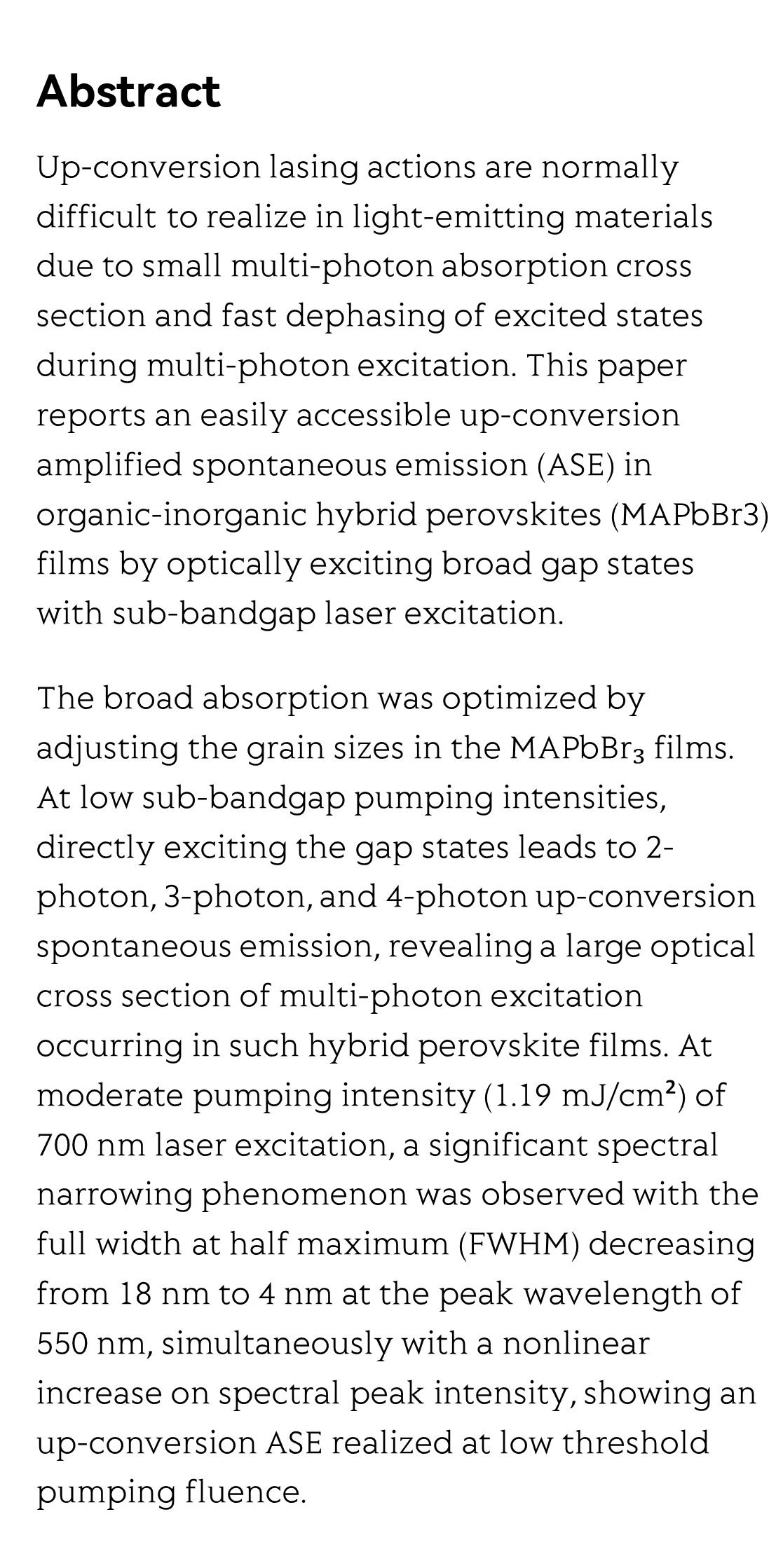 Giant magneto field effect in up-conversion amplified spontaneous emission via spatially extended states in organic-inorganic hybrid perovskites_2