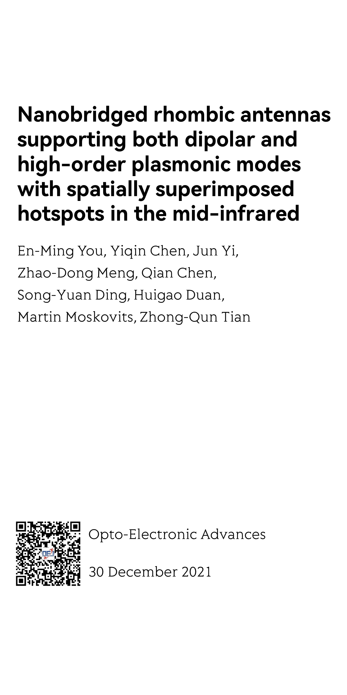 Nanobridged rhombic antennas supporting both dipolar and high-order plasmonic modes with spatially superimposed hotspots in the mid-infrared_1