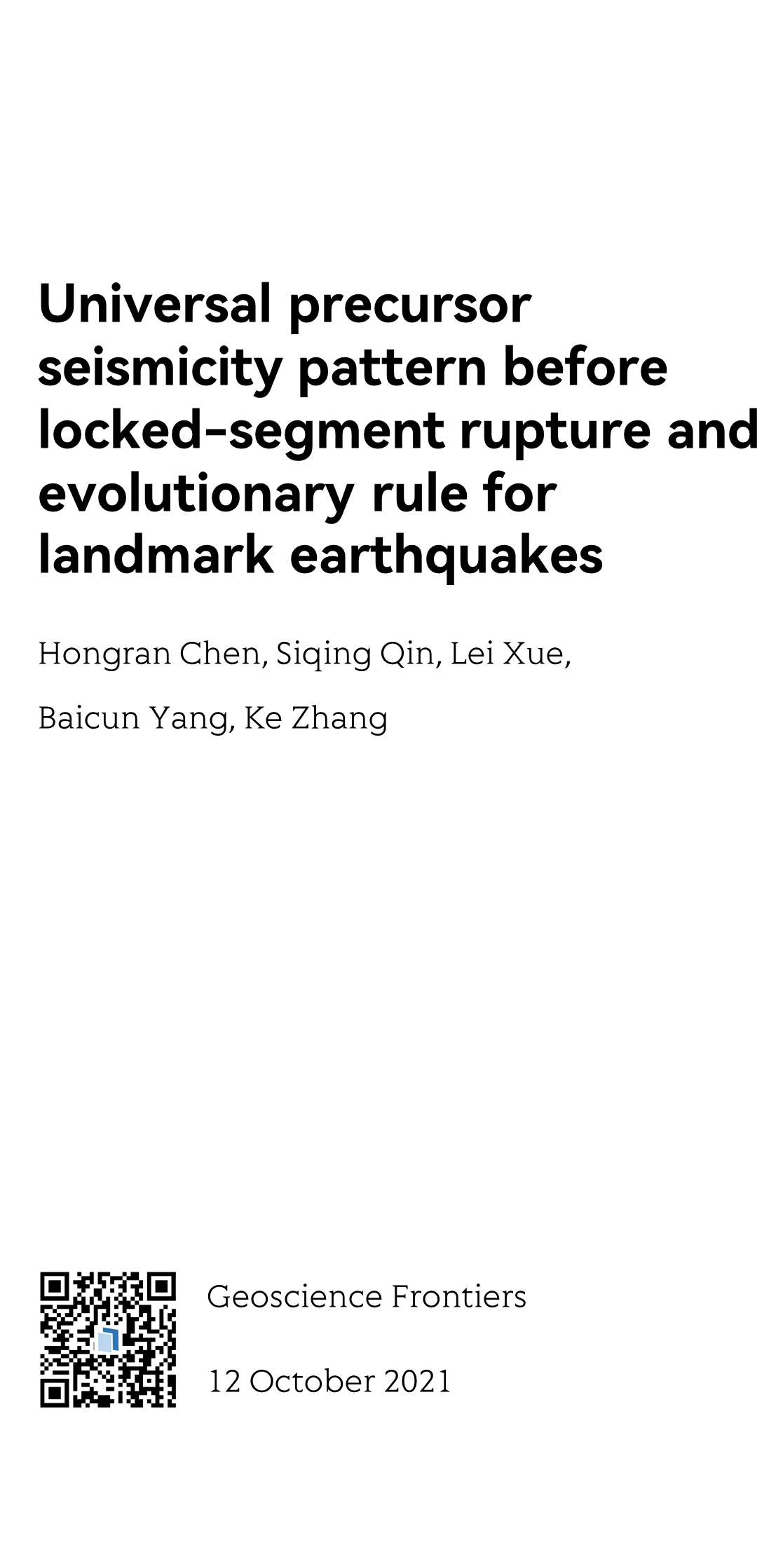 Universal precursor seismicity pattern before locked-segment rupture and evolutionary rule for landmark earthquakes_1