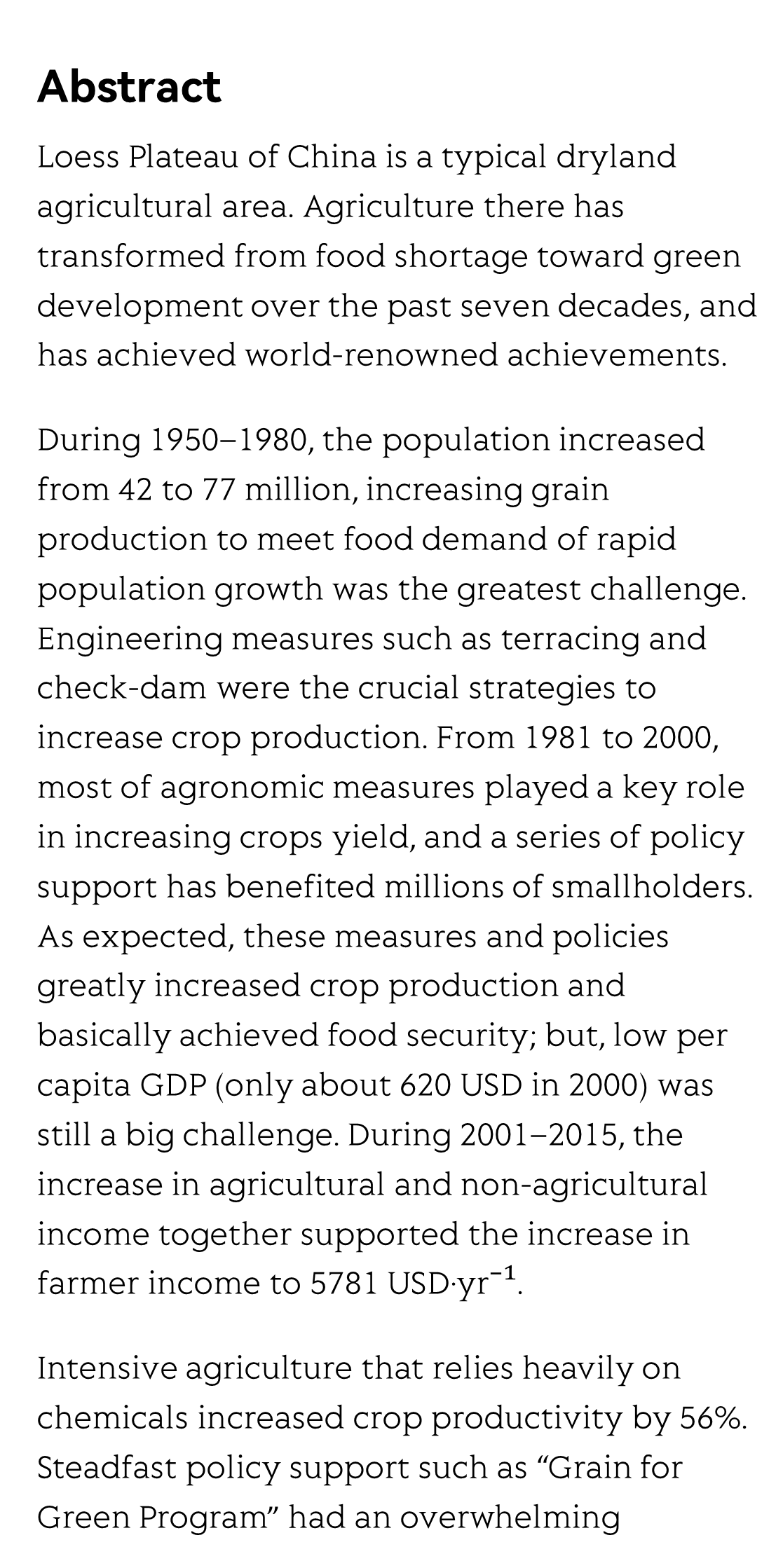 Transformation of agriculture on the Loess Plateau of China toward green development_2