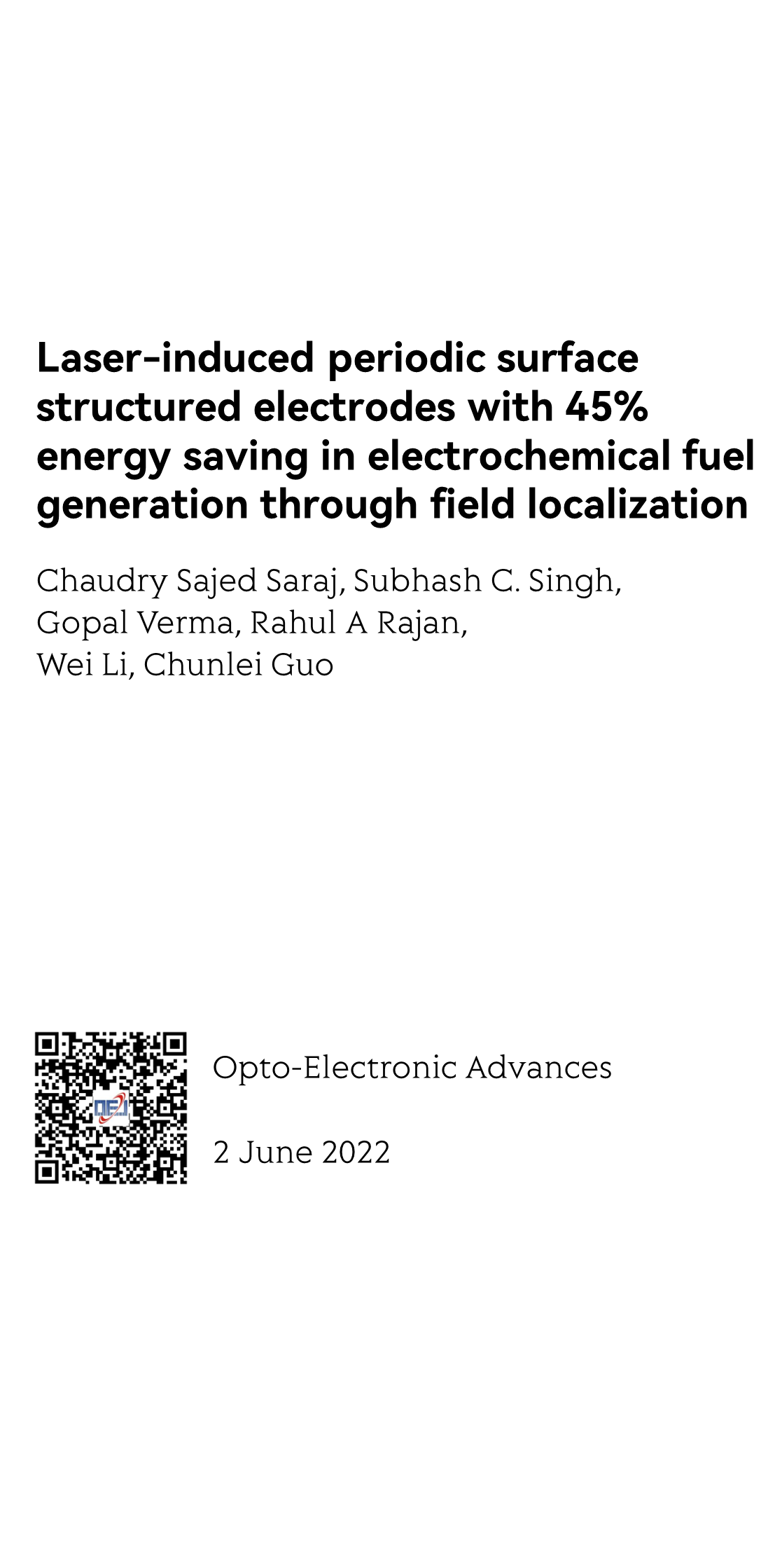 Laser-induced periodic surface structured electrodes with 45% energy saving in electrochemical fuel generation through field localization_1