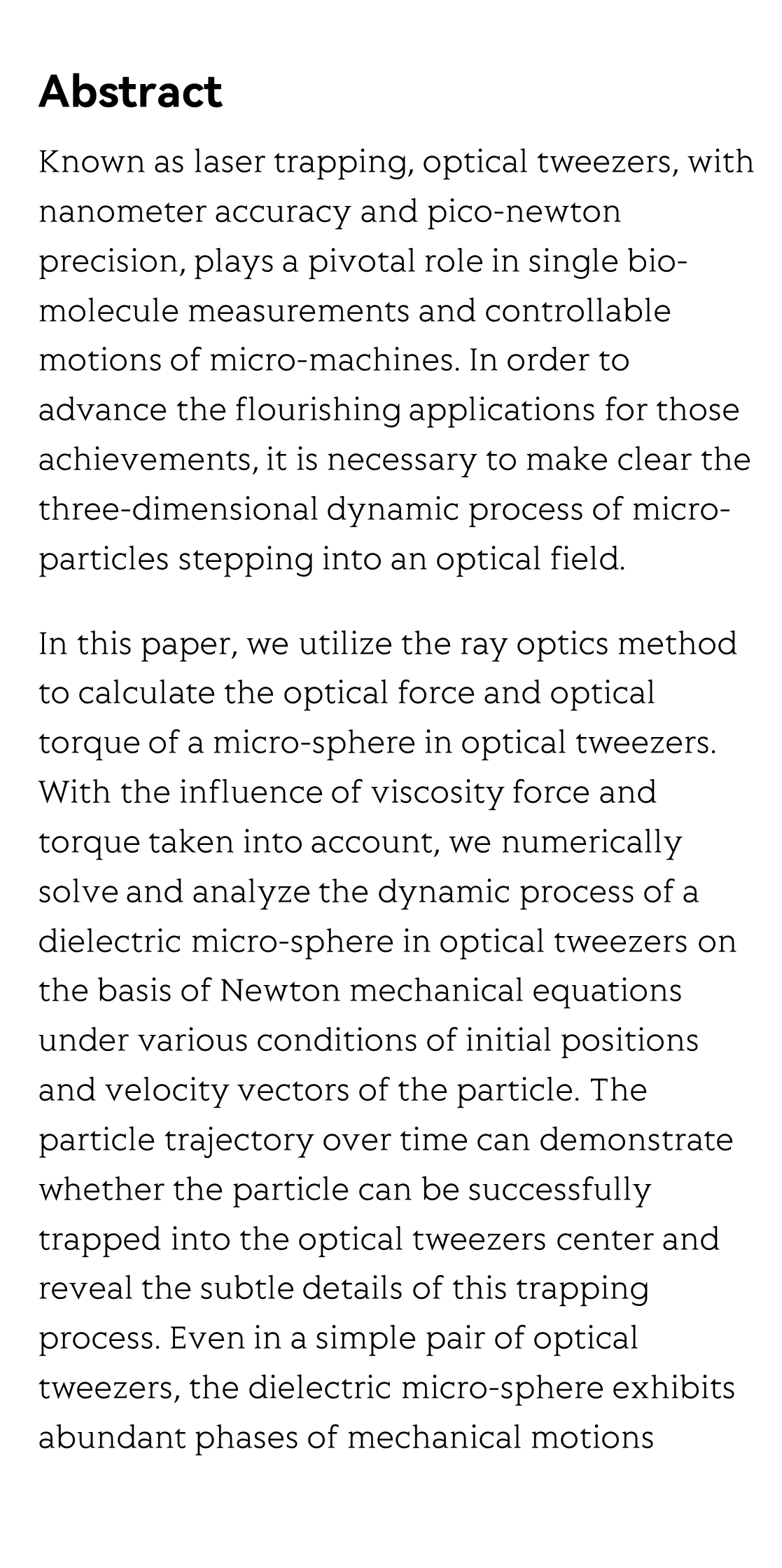 3D dynamic motion of a dielectric micro-sphere within optical tweezers_2