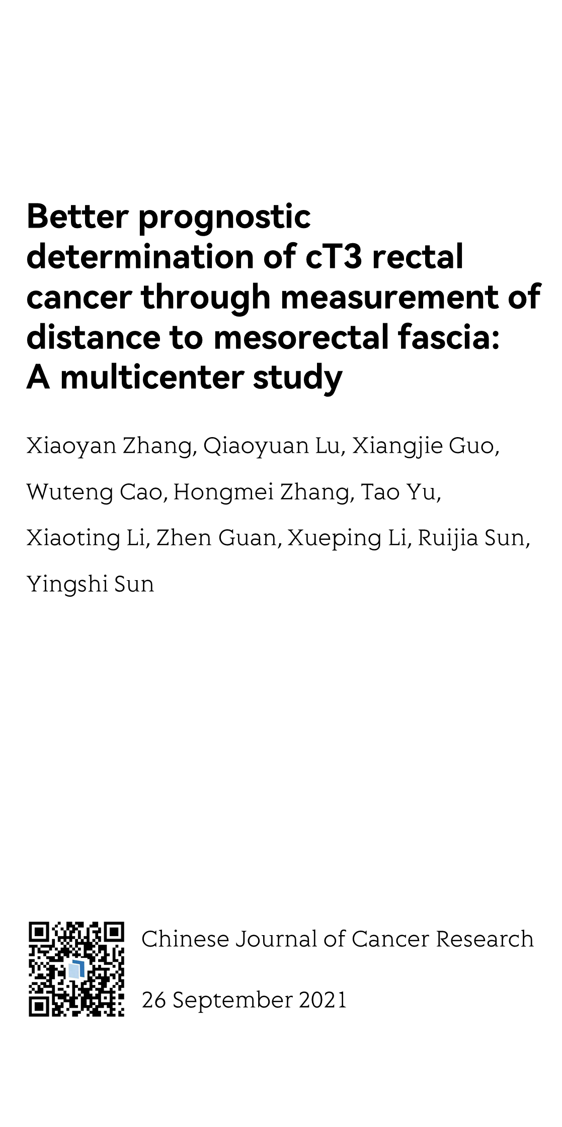 Better prognostic determination of cT3 rectal cancer through measurement of distance to mesorectal fascia: A multicenter study_1