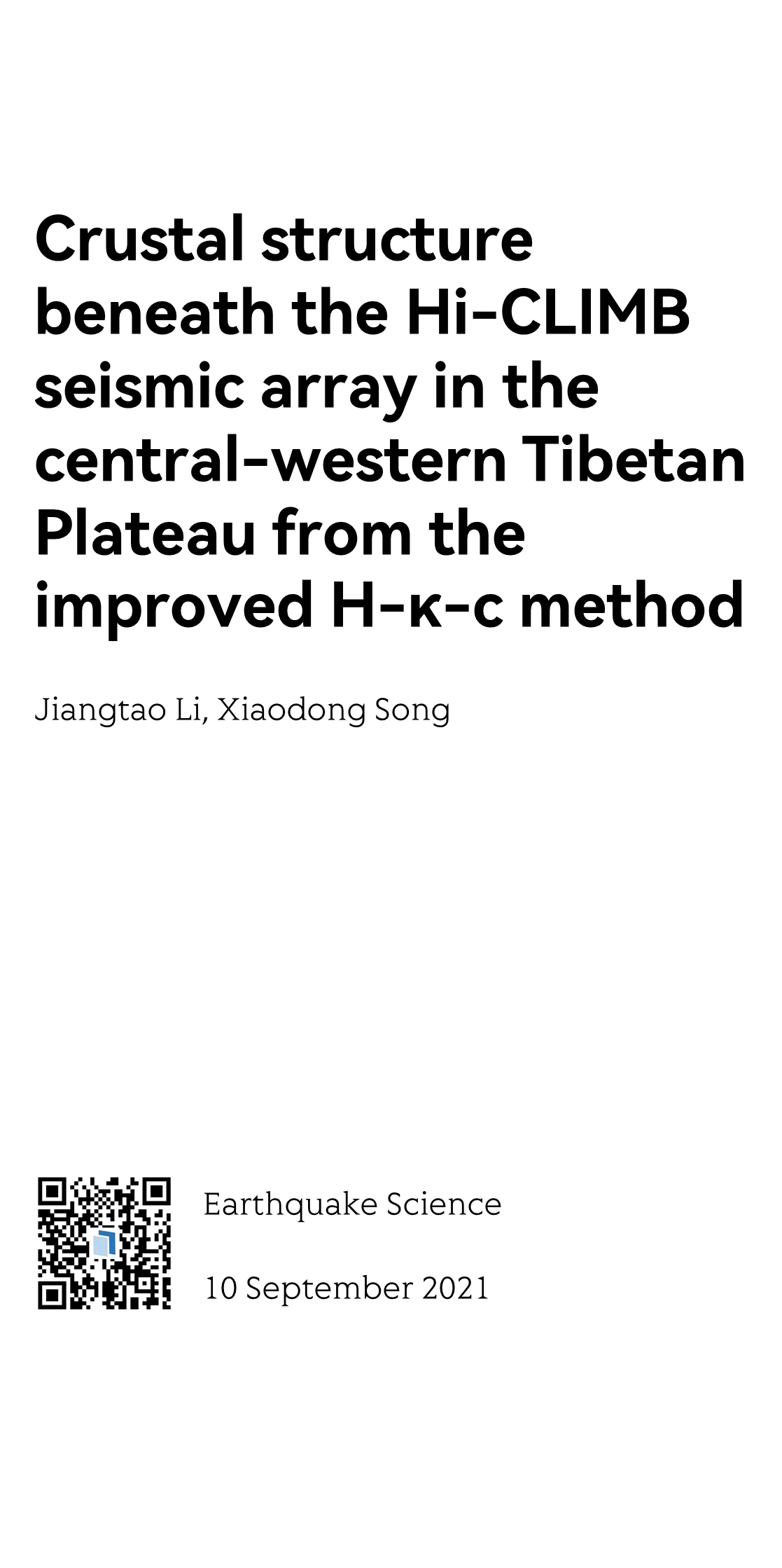 Crustal structure beneath the Hi-CLIMB seismic array in the central-western Tibetan Plateau from the improved H-κ-c method_1