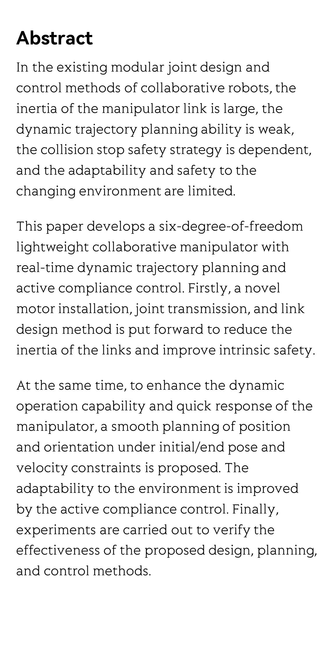 Mechanical Design and Dynamic Compliance Control of Lightweight Manipulator_2