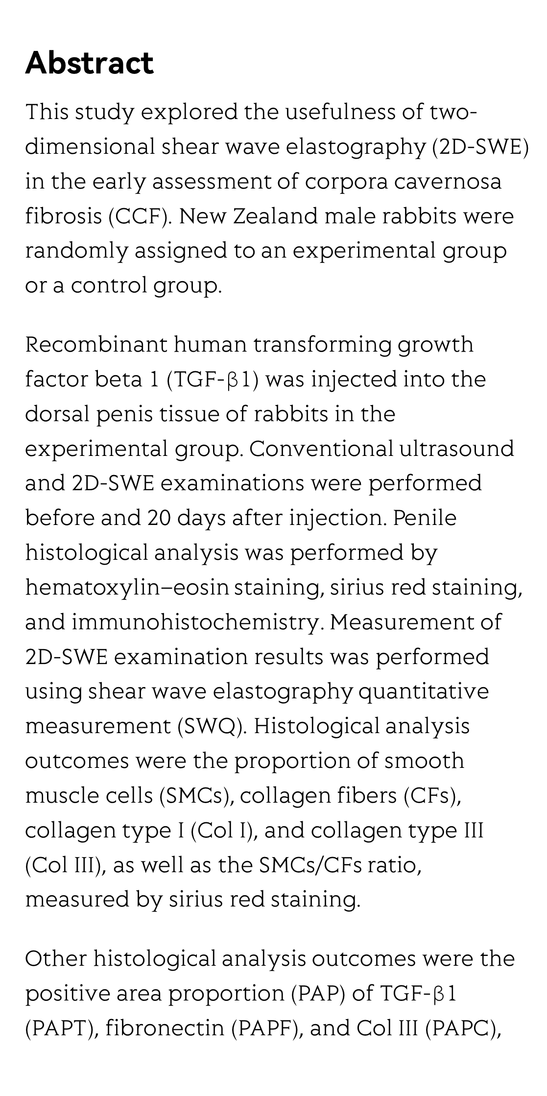 Experimental investigation of early assessment of corpora cavernosa fibrosis with two-dimensional shear wave elastography_2