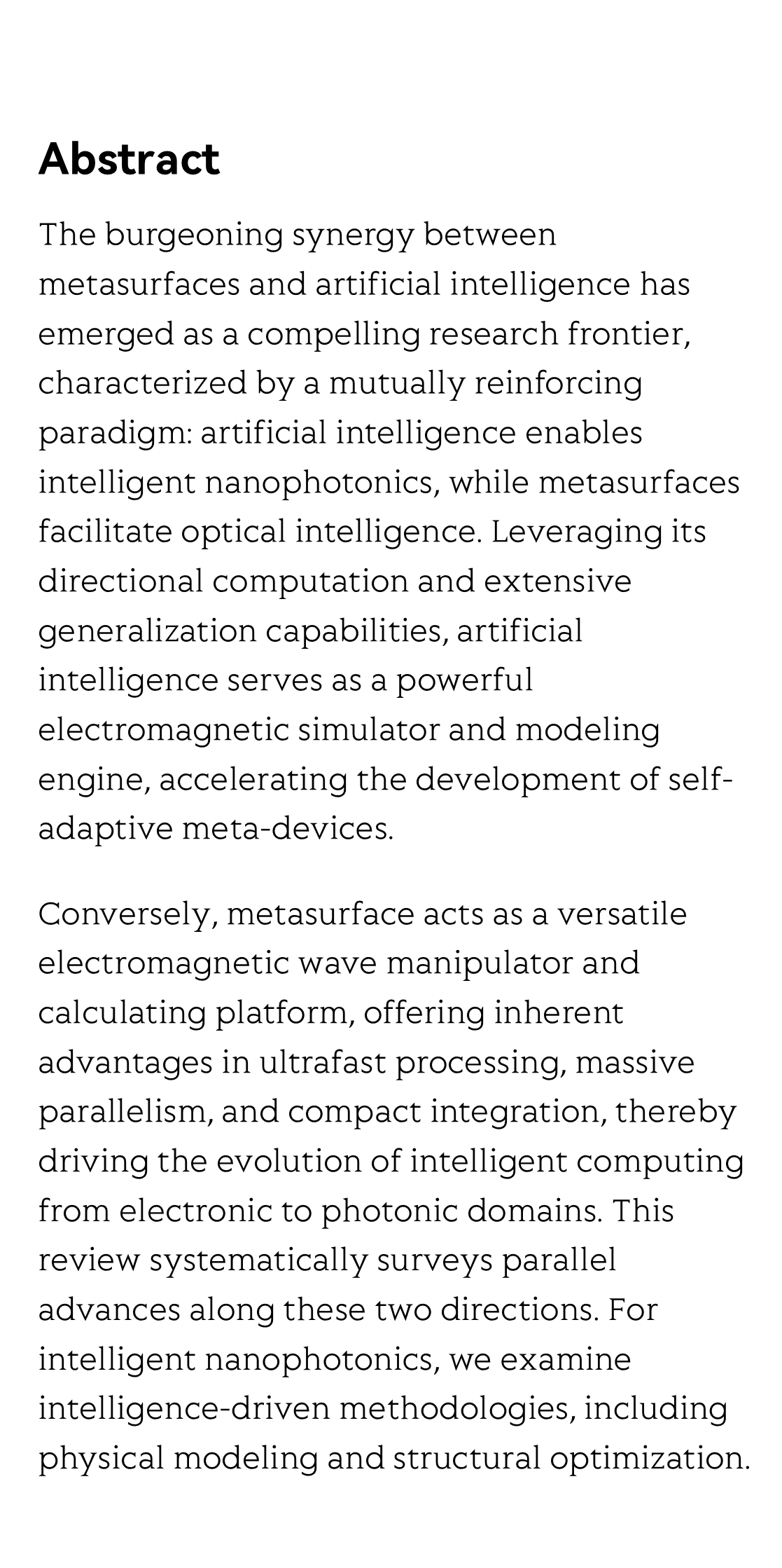 Mutual empowerment of artificial intelligence and metasurfaces: intelligent nanophotonics and optical intelligence_2