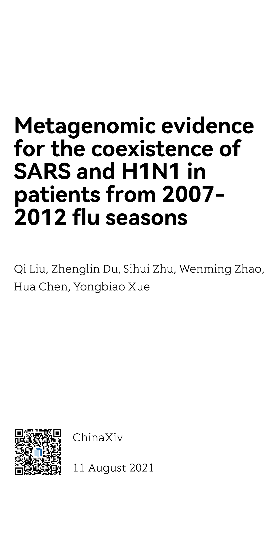 Metagenomic evidence for the coexistence of SARS and H1N1 in patients from 2007-2012 flu seasons_1