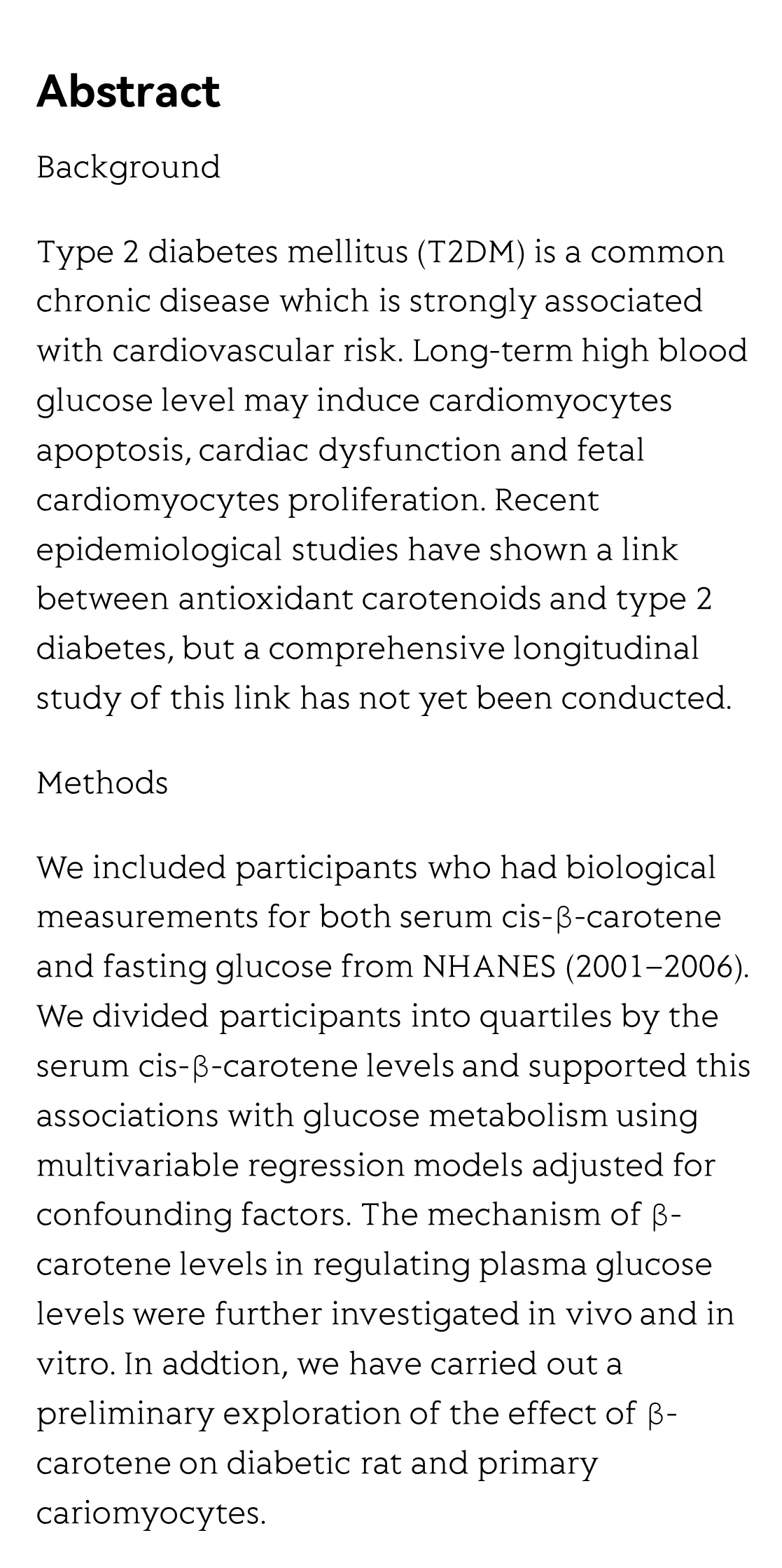 Effects of β-carotene on glucose metabolism dysfunction in human subjects and type 2 diabetic rats_2