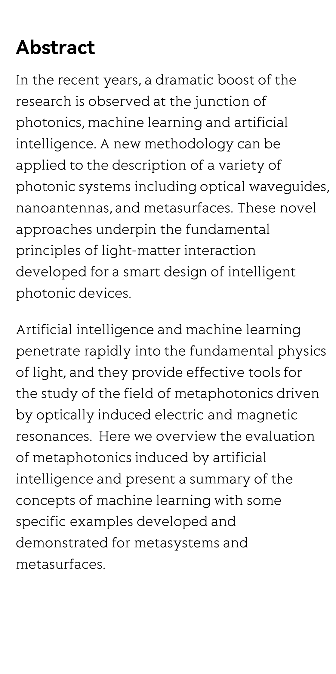 Intelligent metaphotonics empowered by machine learning_2