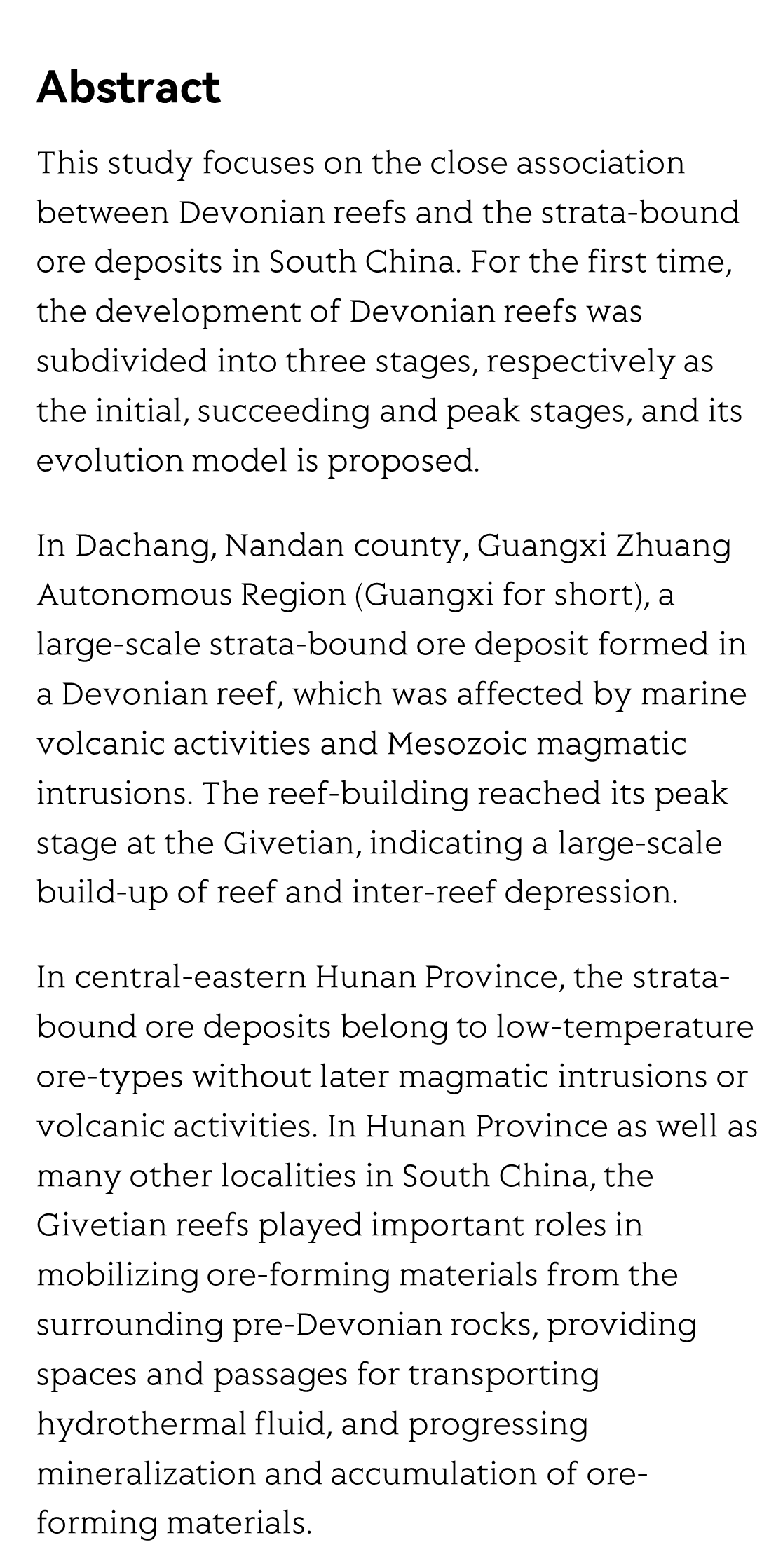 Devonian reef development and strata-bound ore deposits in South China_2