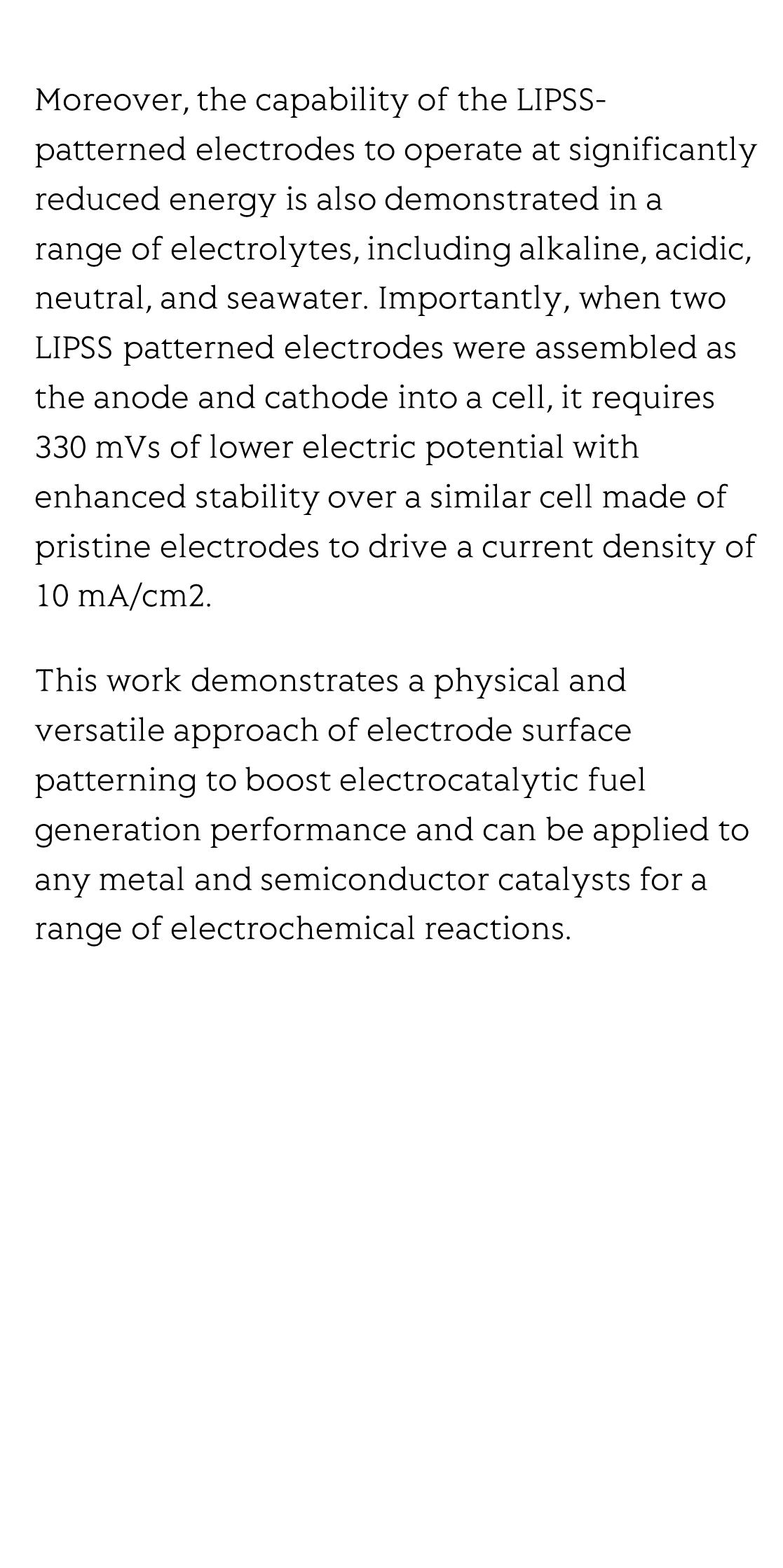 Laser-induced periodic surface structured electrodes with 45% energy saving in electrochemical fuel generation through field localization_3