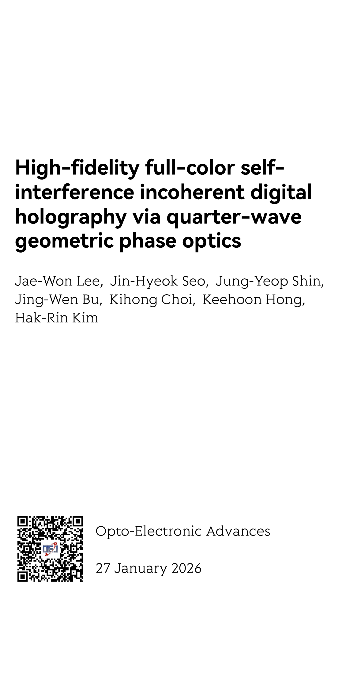 High-fidelity full-color self-interference incoherent digital holography via quarter-wave geometric phase optics_1