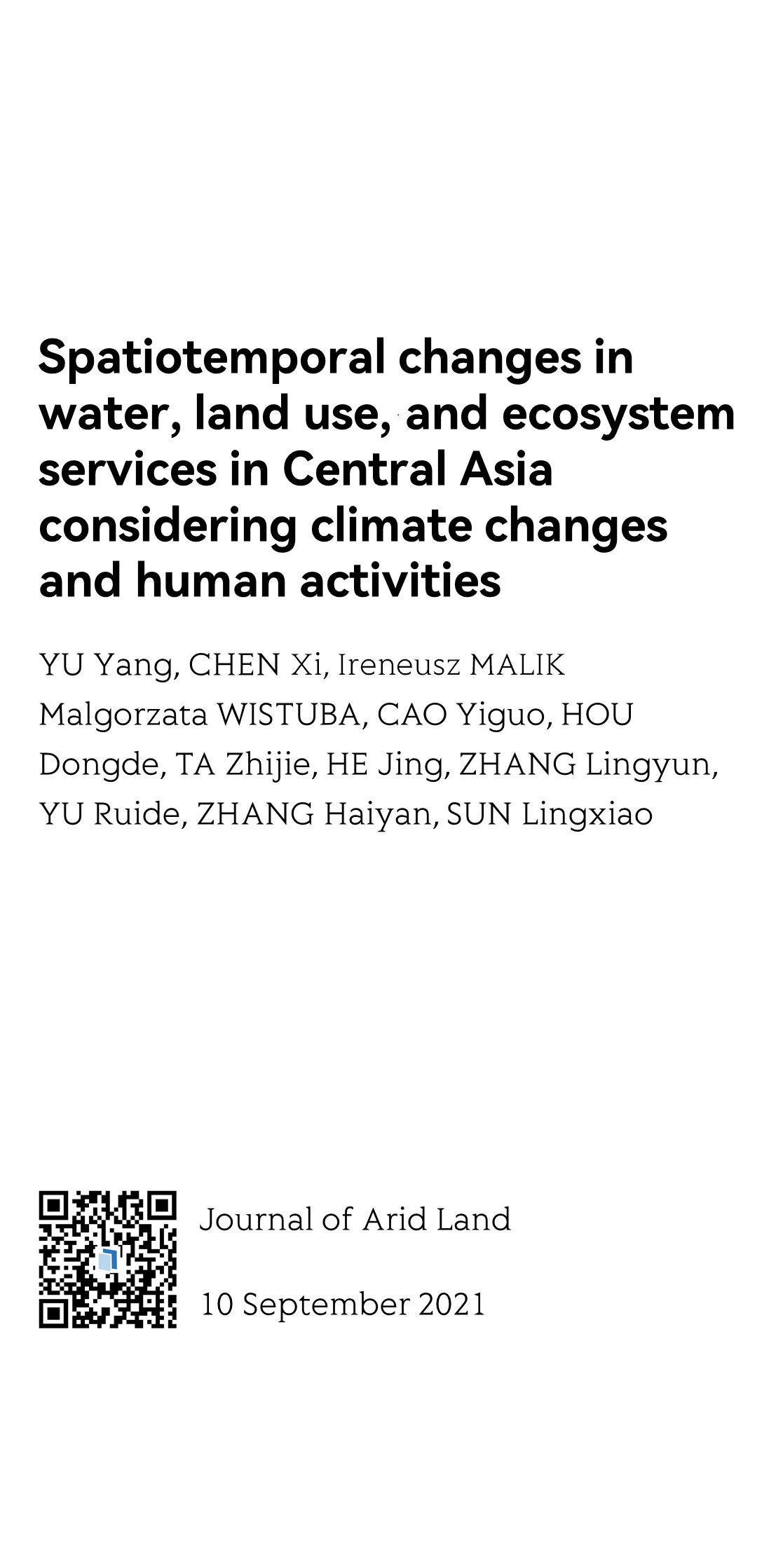 Spatiotemporal changes in water, land use, and ecosystem services in Central Asia considering climate changes and human activities_1