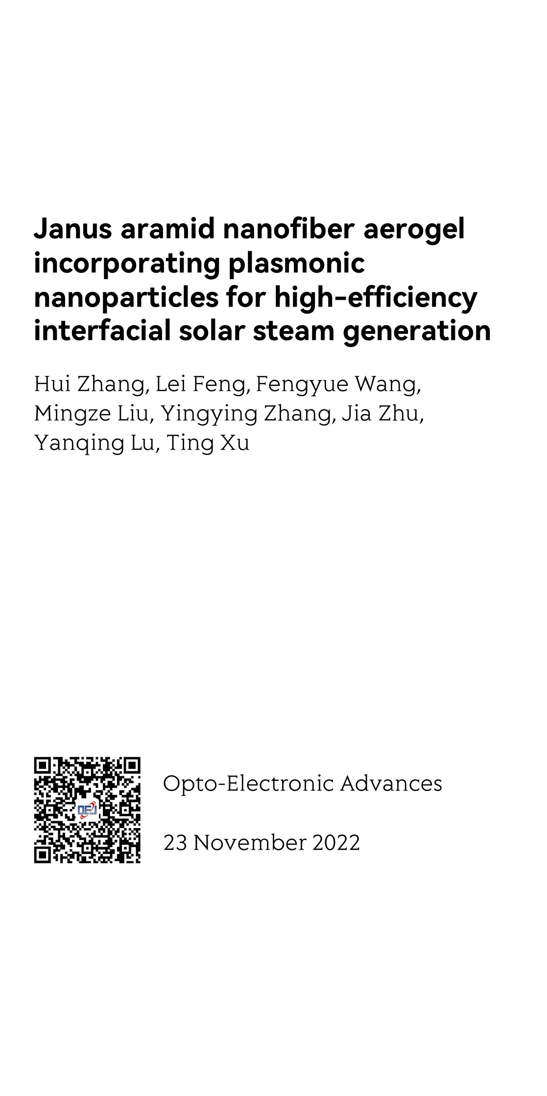 Janus aramid nanofiber aerogel incorporating plasmonic nanoparticles for high-efficiency interfacial solar steam generation_1