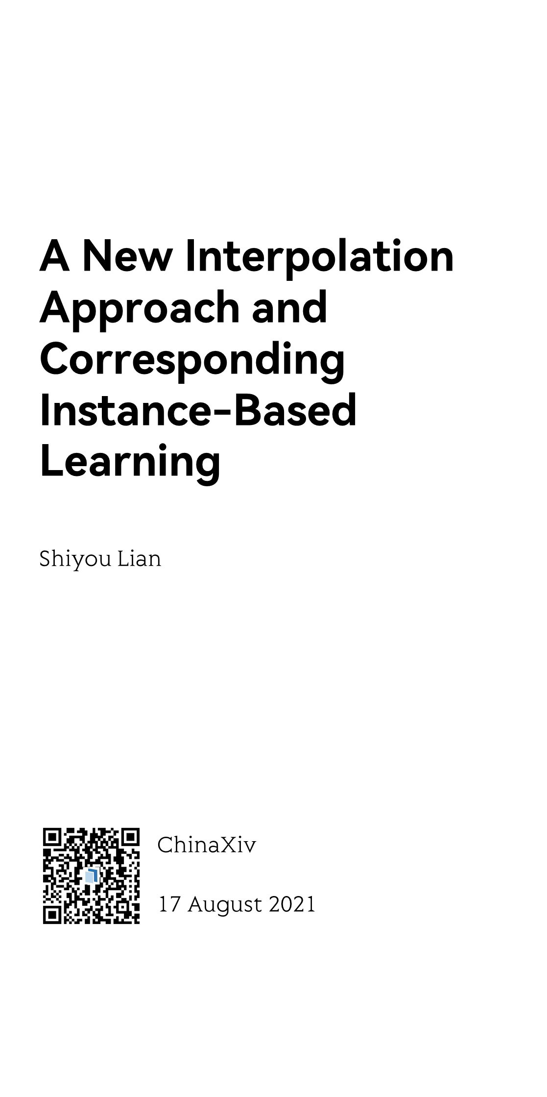 A New Interpolation Approach and Corresponding Instance-Based Learning_1