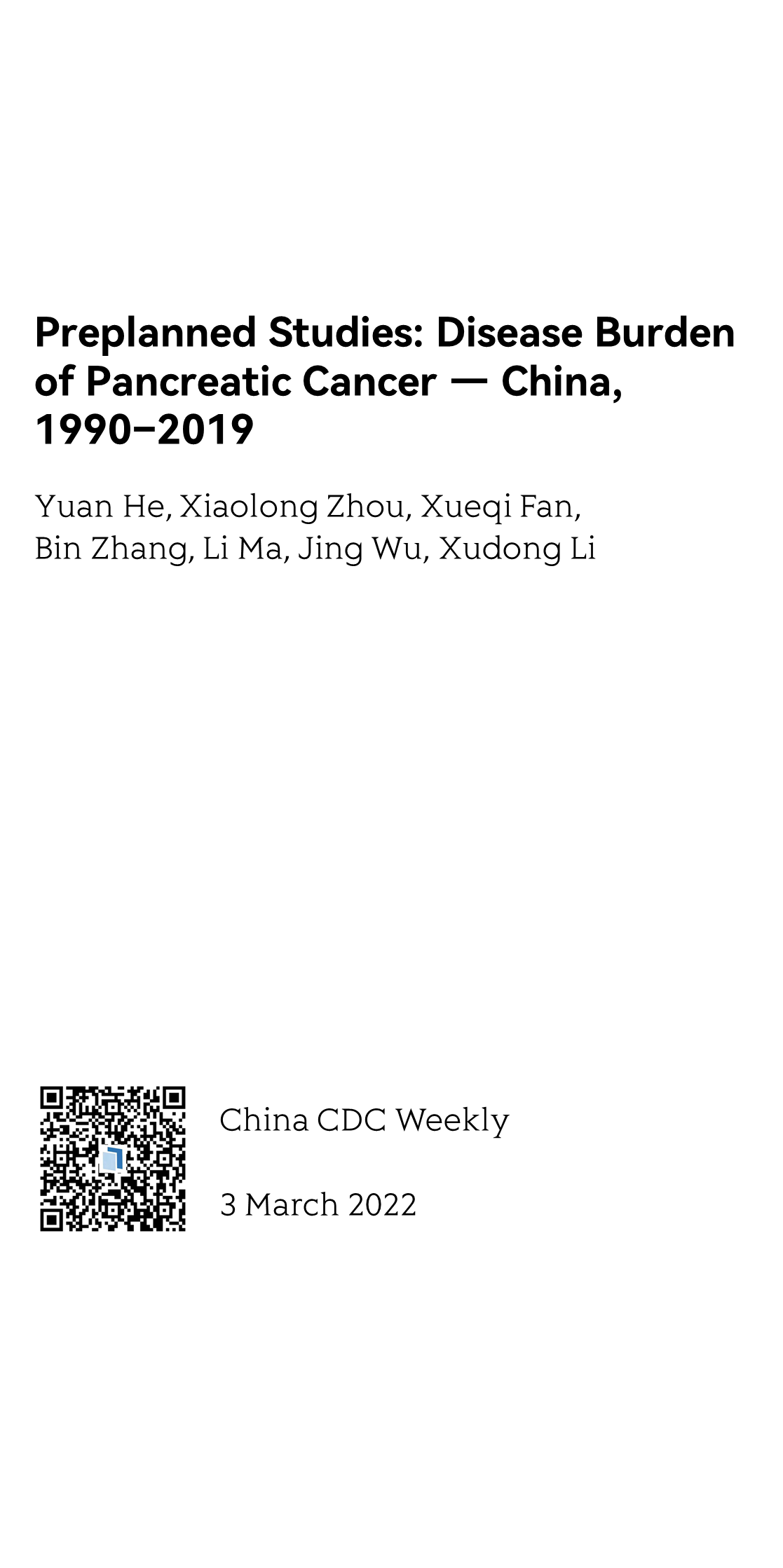 Preplanned Studies: Disease Burden of Pancreatic Cancer — China, 1990−2019_1