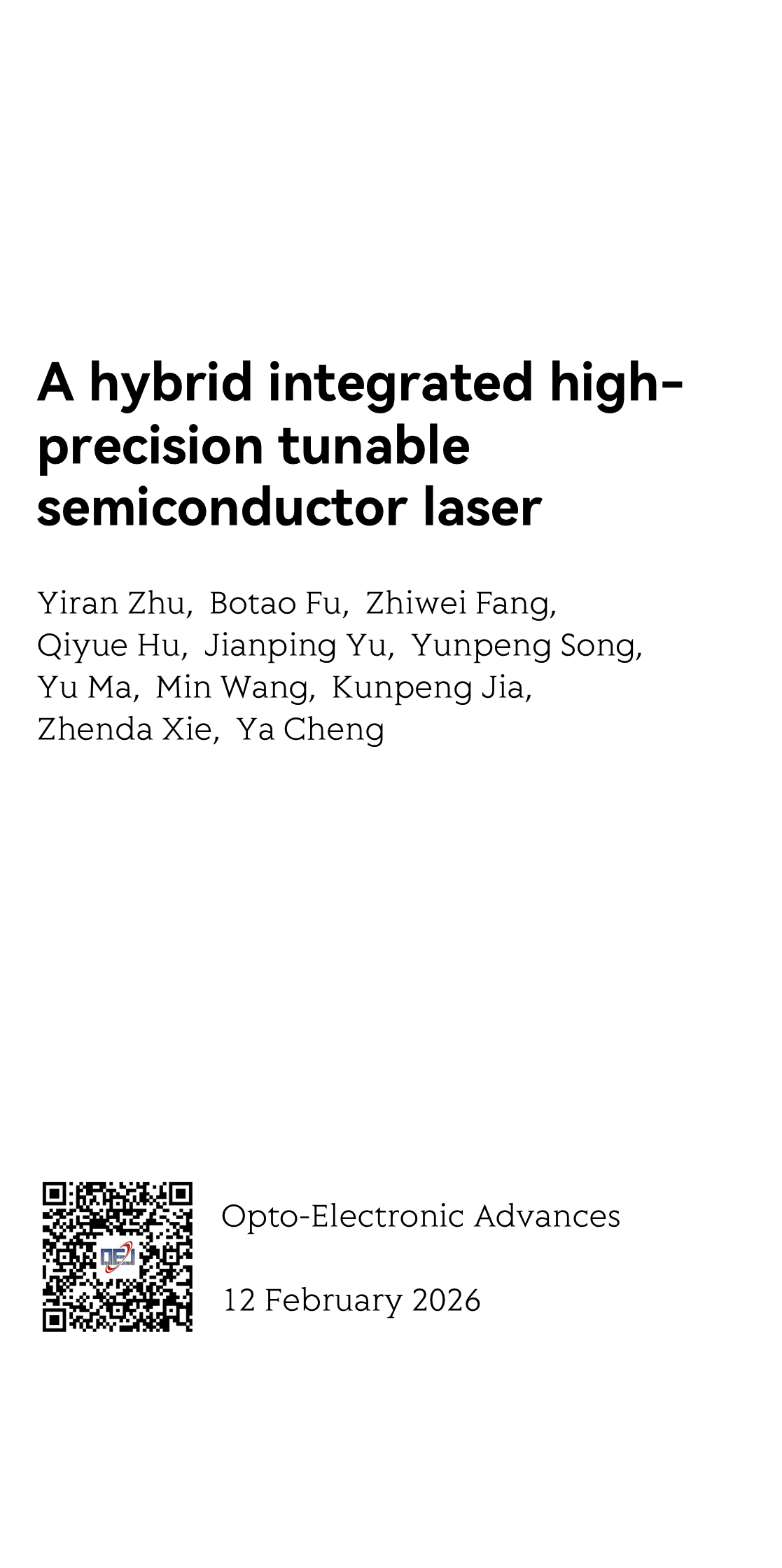 A hybrid integrated high-precision tunable semiconductor laser_1