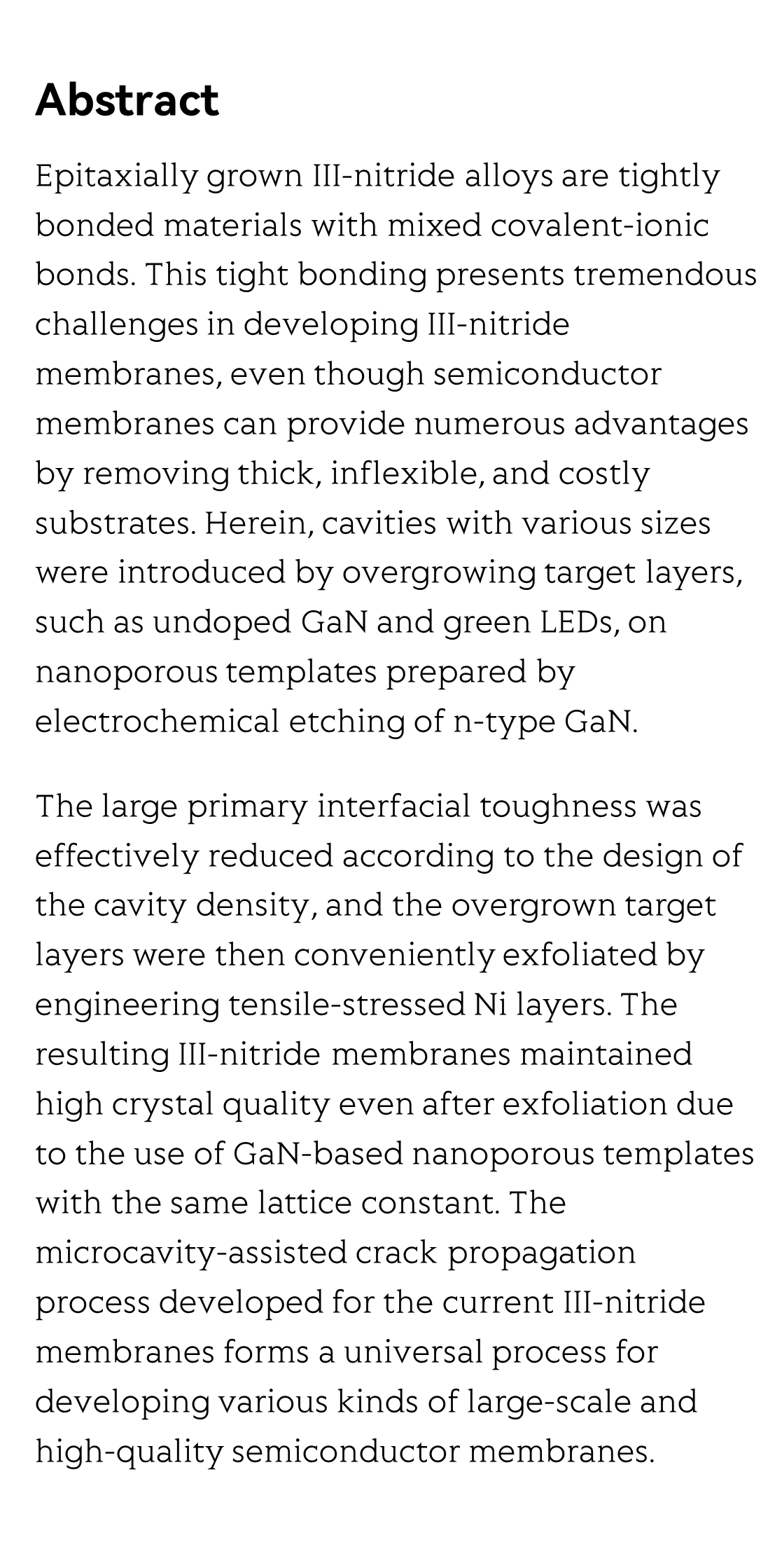 Large-scale and high-quality III-nitride membranes through microcavity-assisted crack propagation by engineering tensile-stressed Ni layers_2