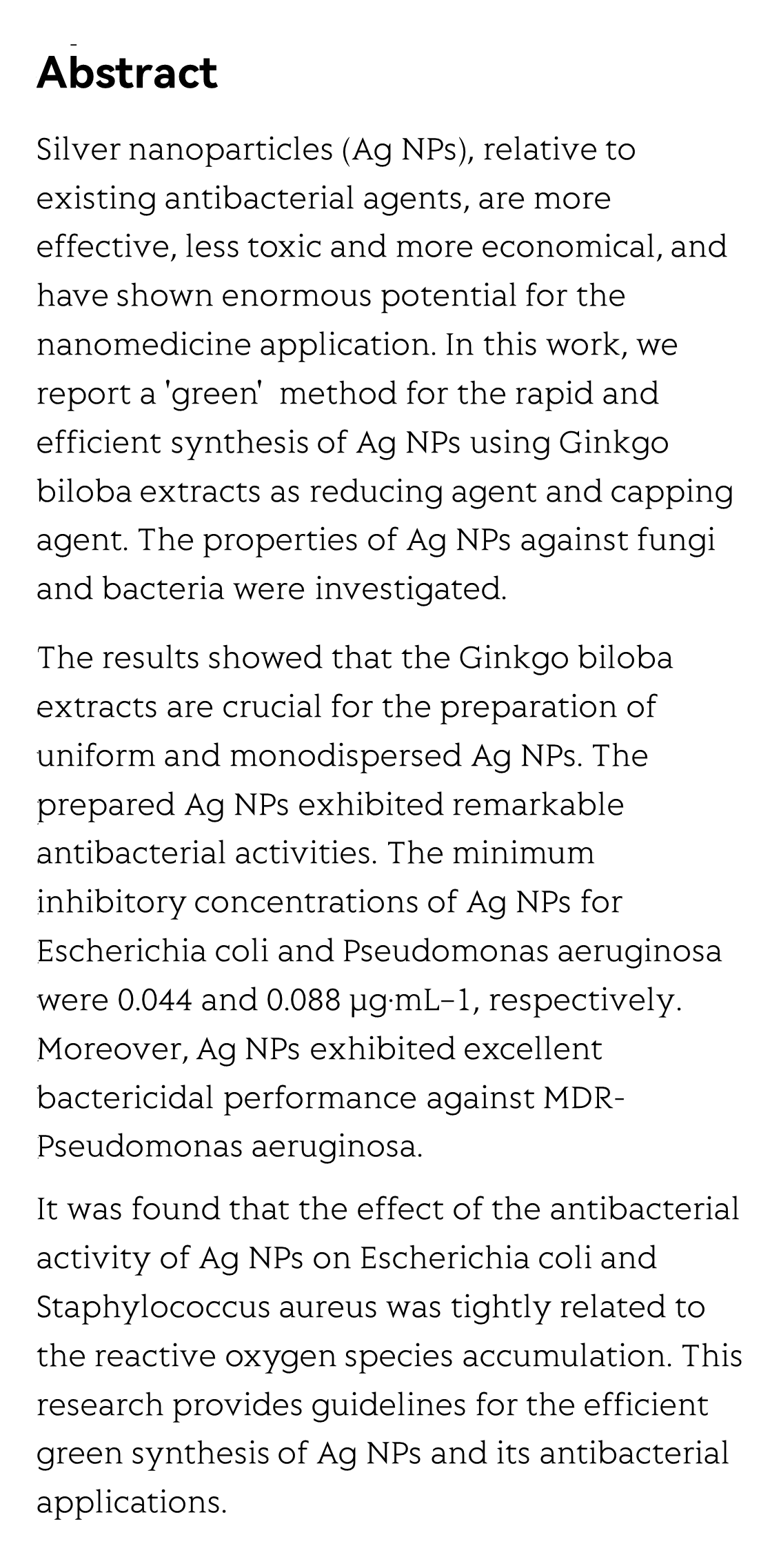 Antimicrobial power of biosynthesized Ag nanoparticles using refined Ginkgo biloba leaf extracts_2