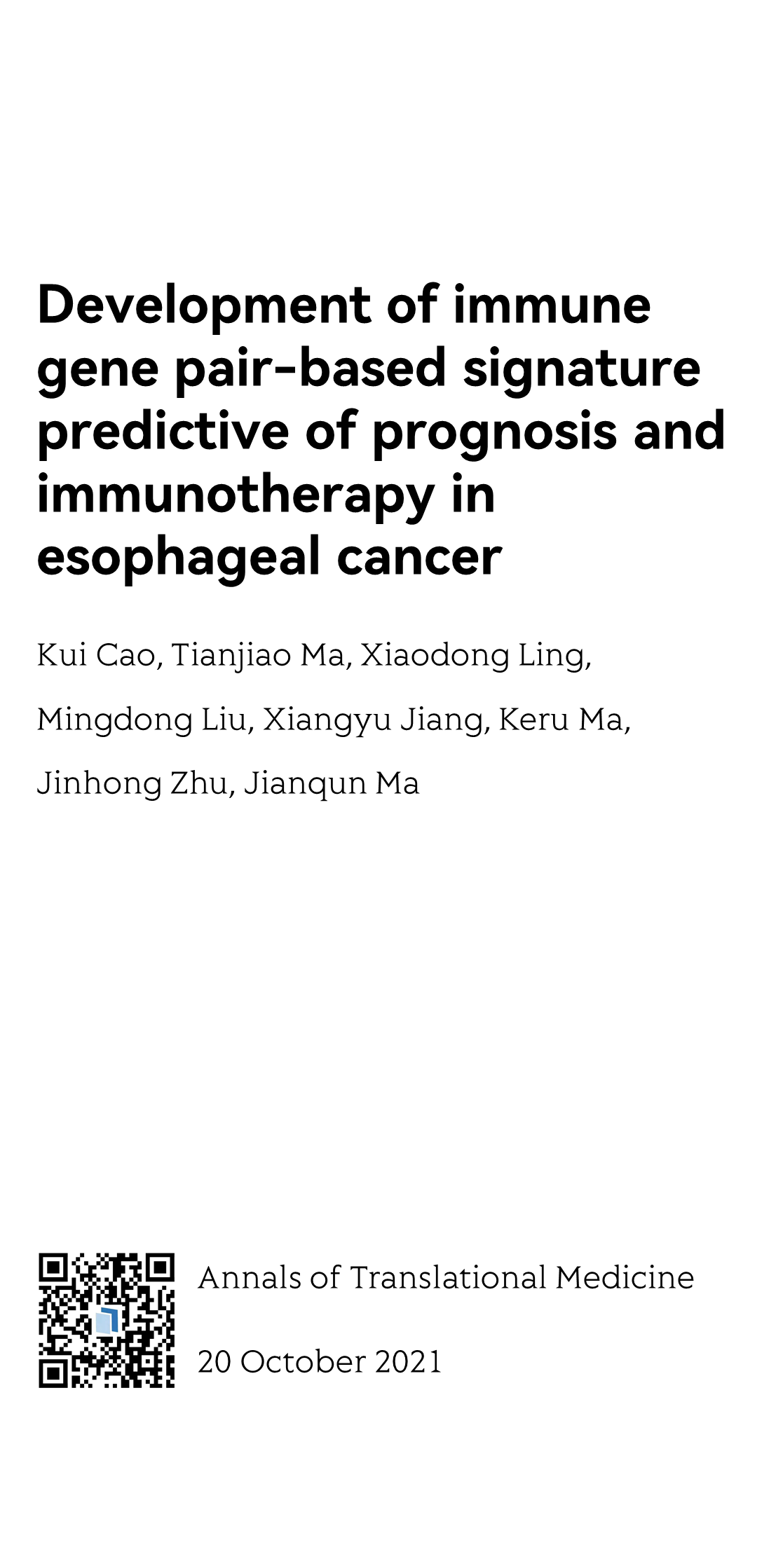Development of immune gene pair-based signature predictive of prognosis and immunotherapy in esophageal cancer_1