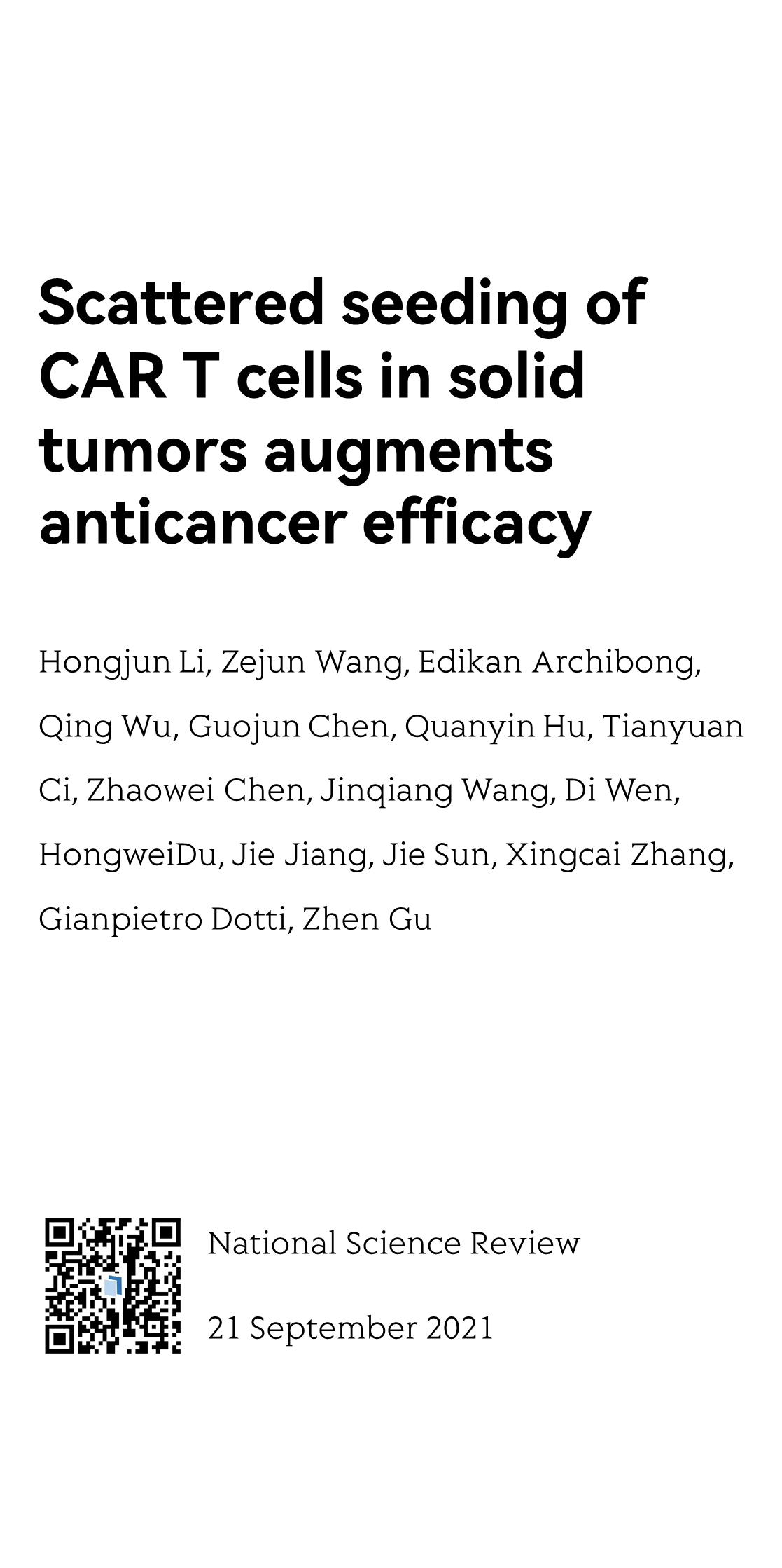 Scattered seeding of CAR T cells in solid tumors augments anticancer efficacy_1