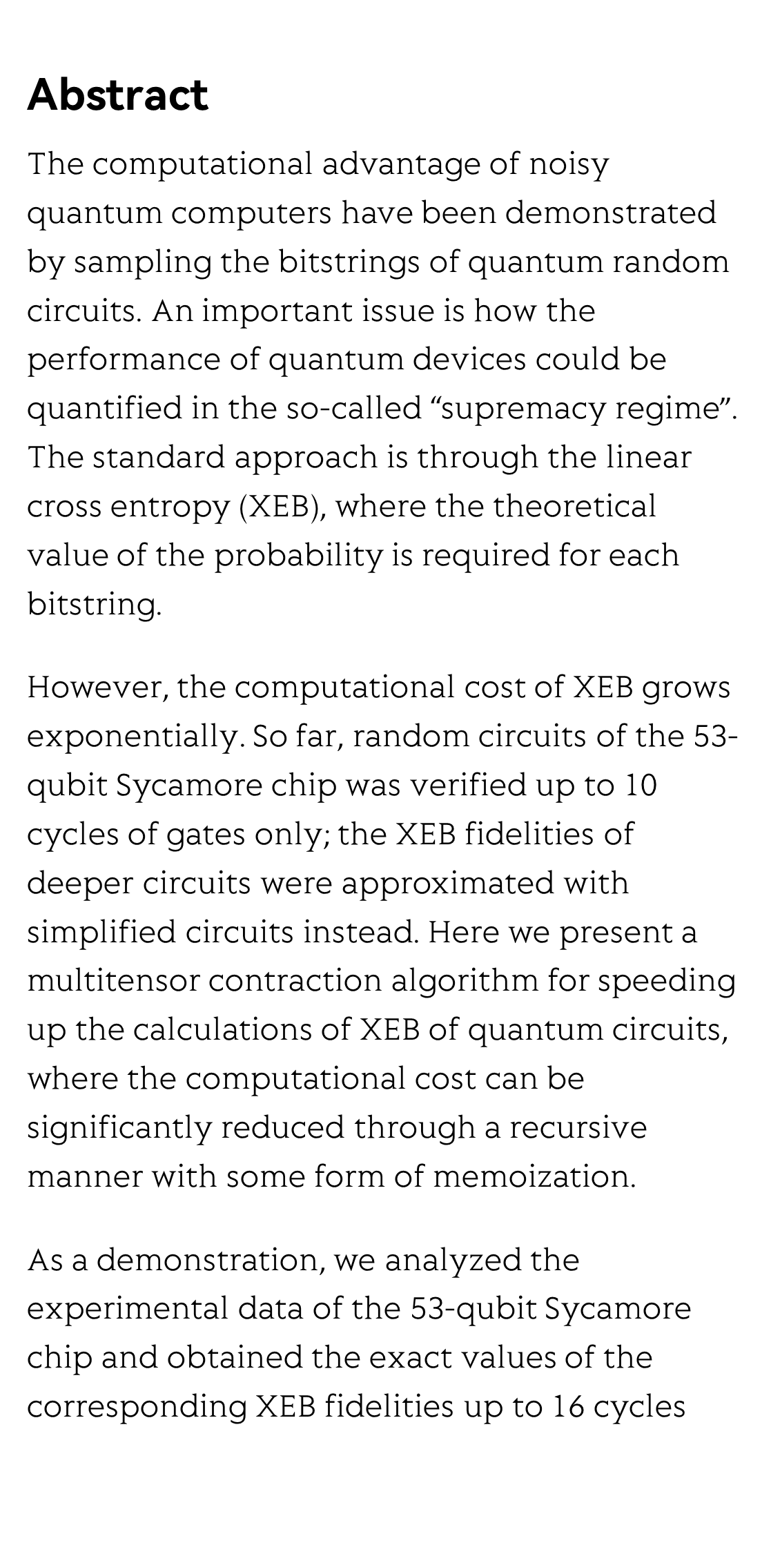 Recursive Multi-Tensor Contraction for XEB Verification of Quantum Circuits_2