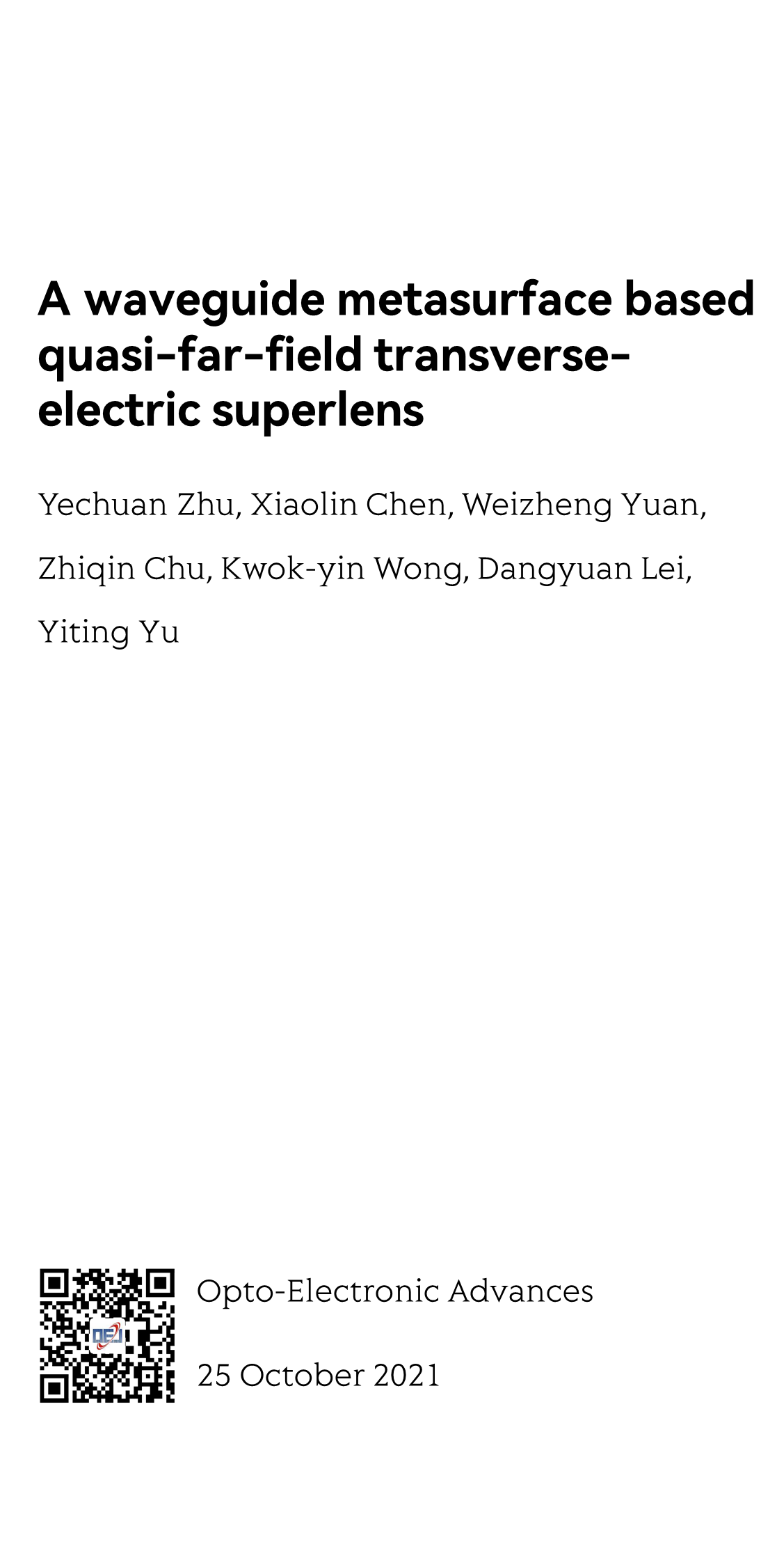 A waveguide metasurface based quasi-far-field transverse-electric superlens_1