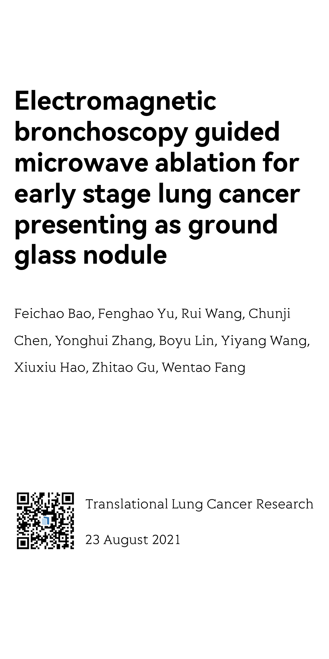 Electromagnetic bronchoscopy guided microwave ablation for early stage lung cancer presenting as ground glass nodule_1