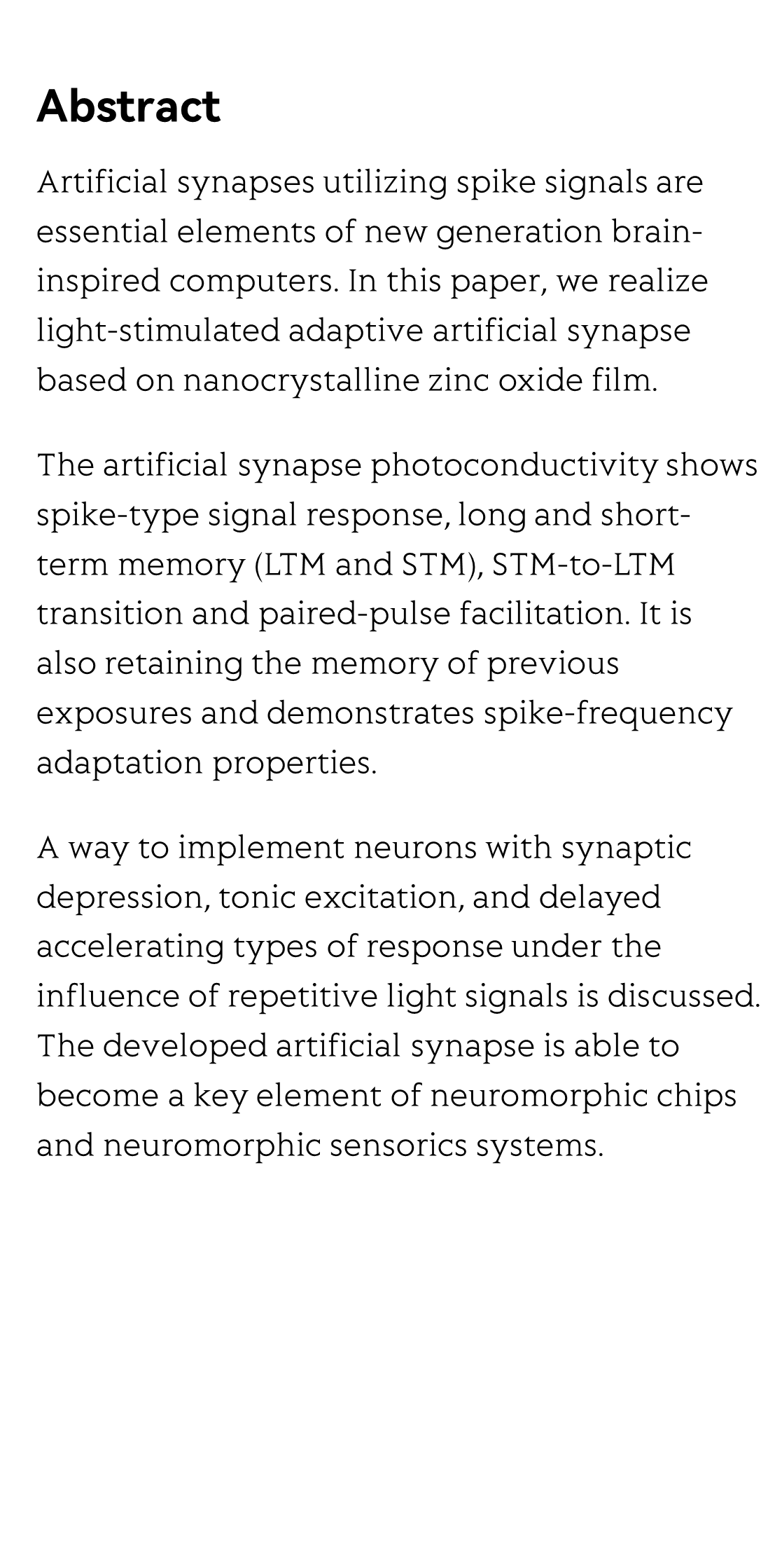 Light-stimulated adaptive artificial synapse based on nanocrystalline metal-oxide film_2