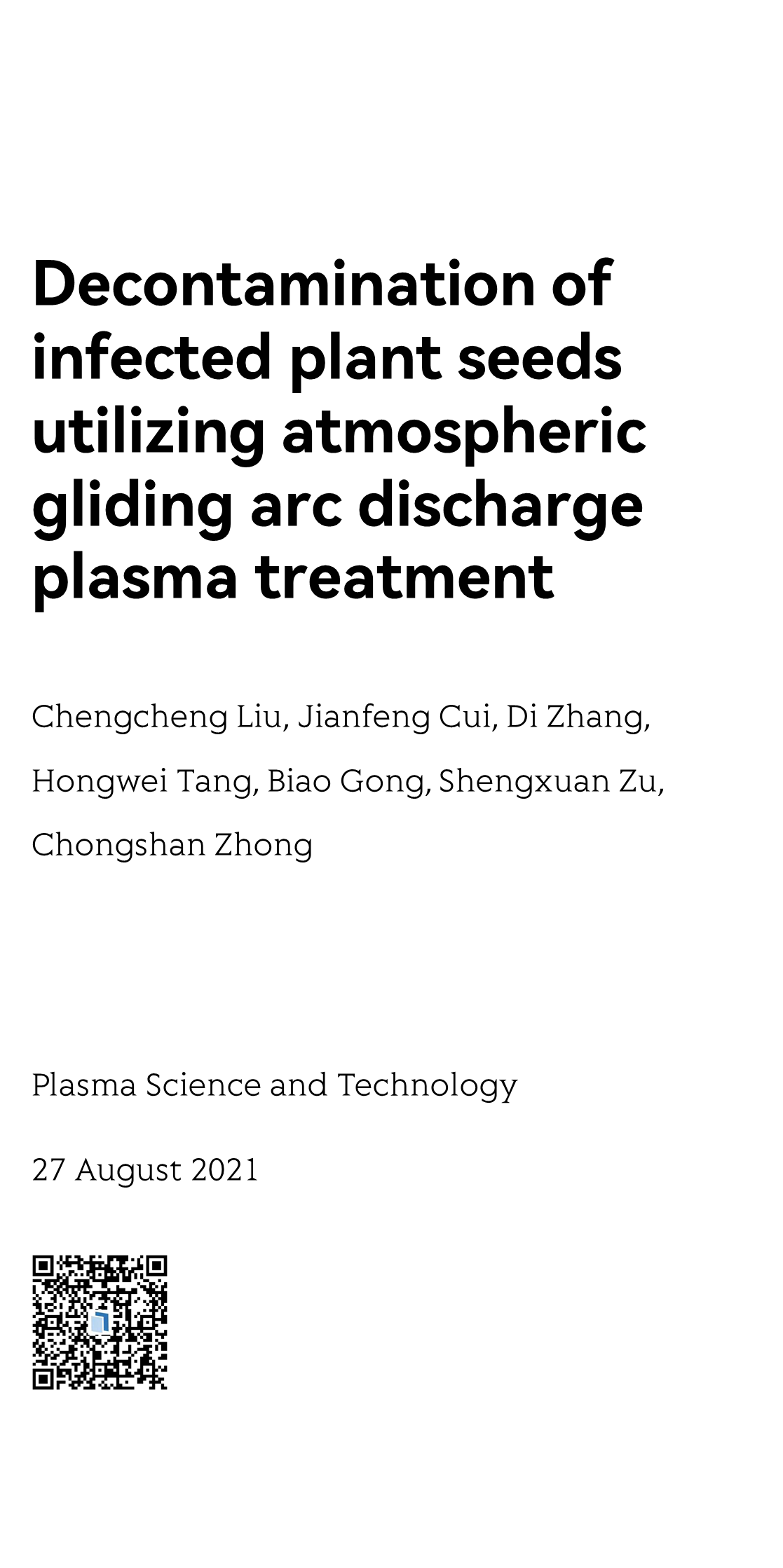 Decontamination of infected plant seeds utilizing atmospheric gliding arc discharge plasma treatment_1