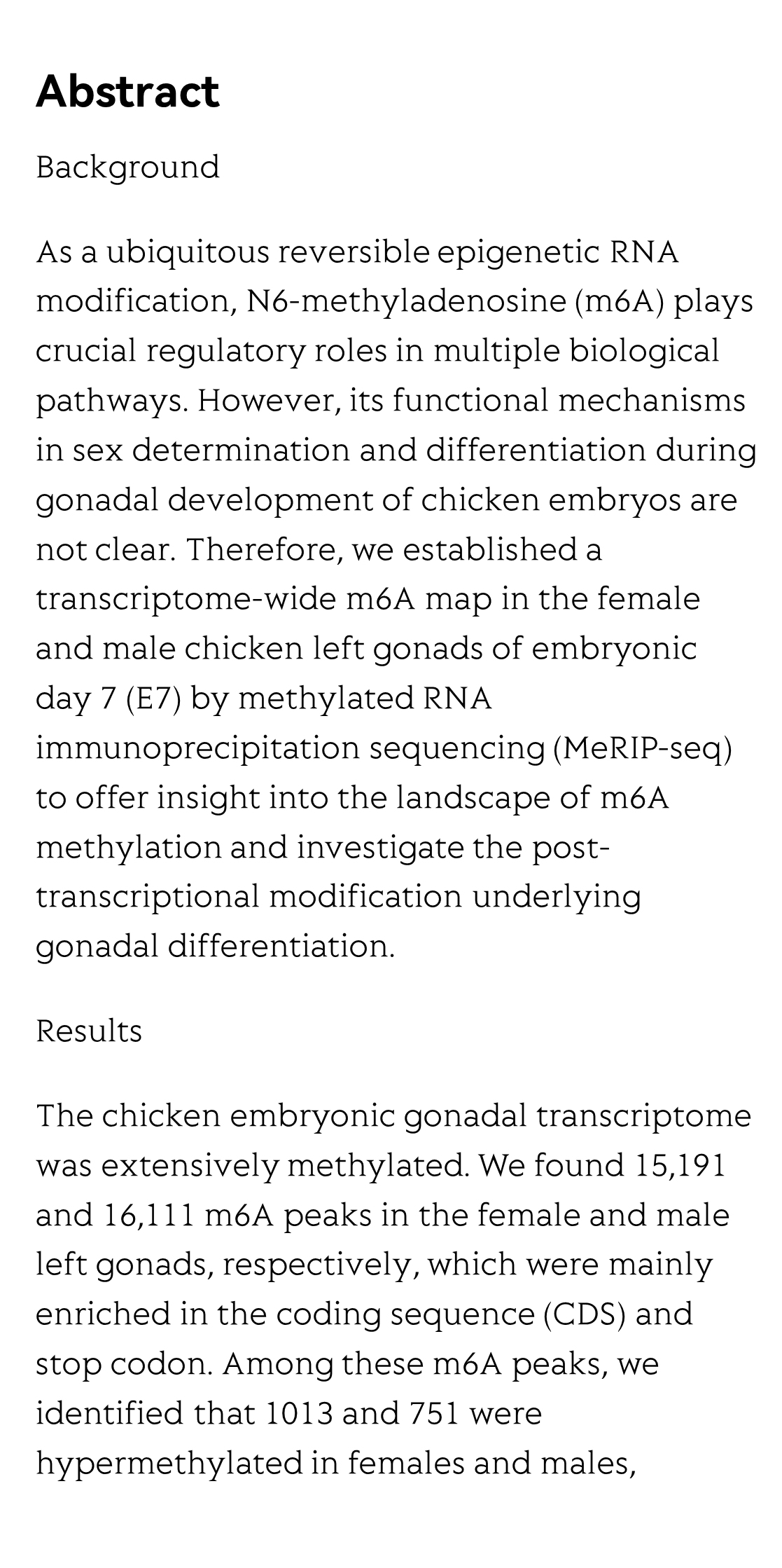 The m6A methylation regulates gonadal sex differentiation in chicken embryo_2