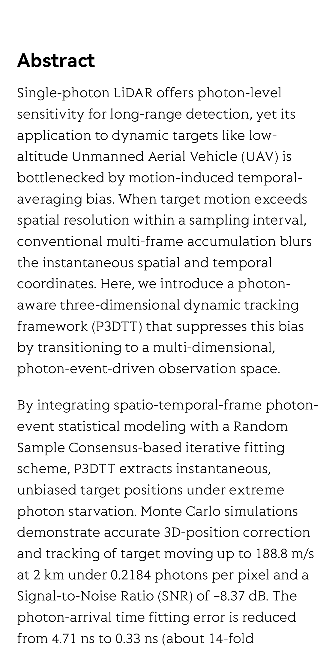 Instantaneous UAV tracking using single-photon LiDAR via photon-event-driven suppression of temporal-averaging bias_2
