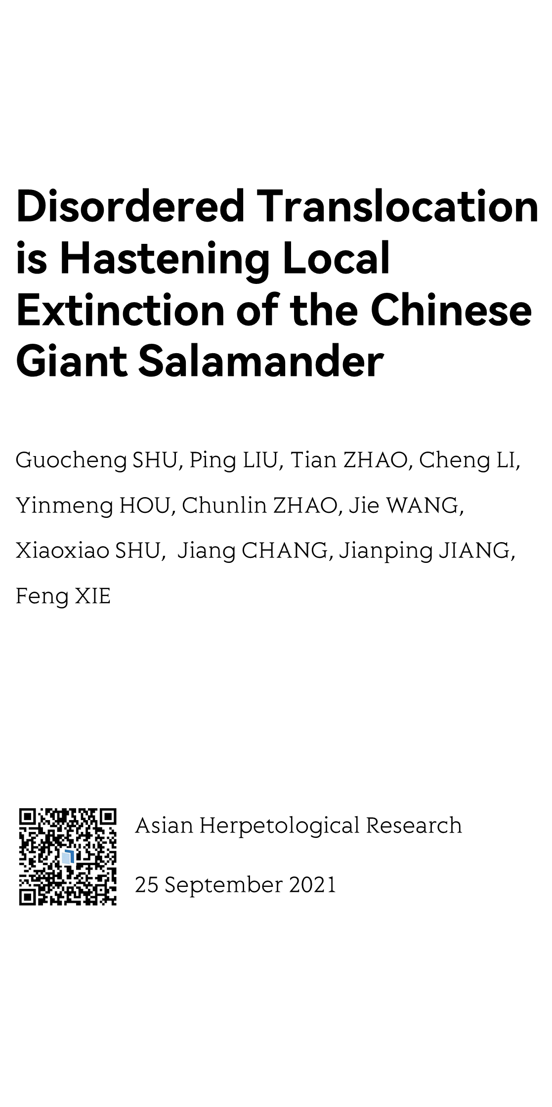 Disordered Translocation is Hastening Local Extinction of the Chinese Giant Salamander_1