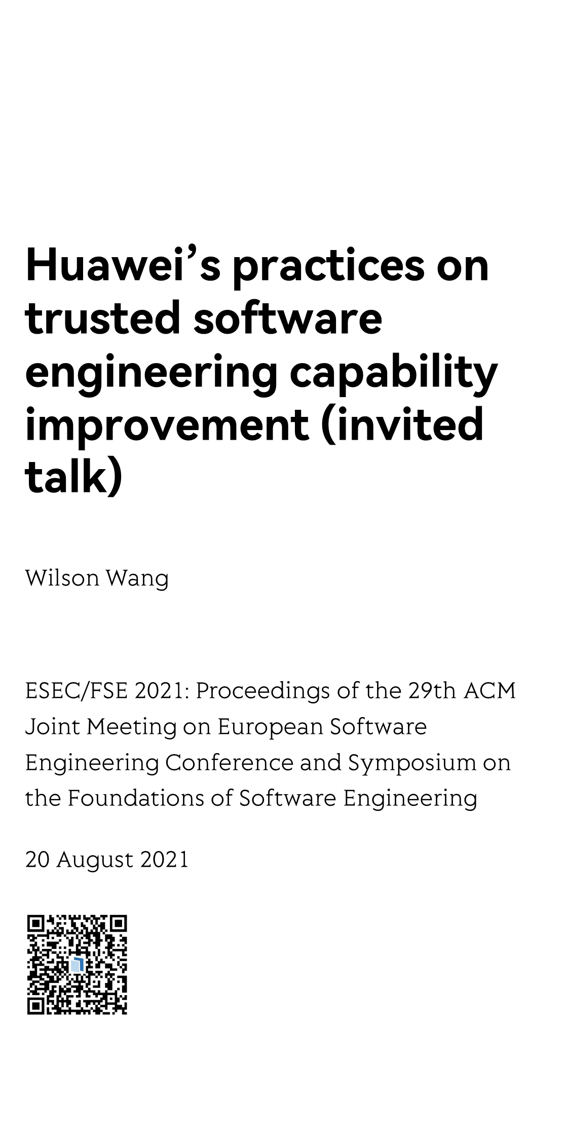 Huawei's practices on trusted software engineering capability improvement (invited talk)_1