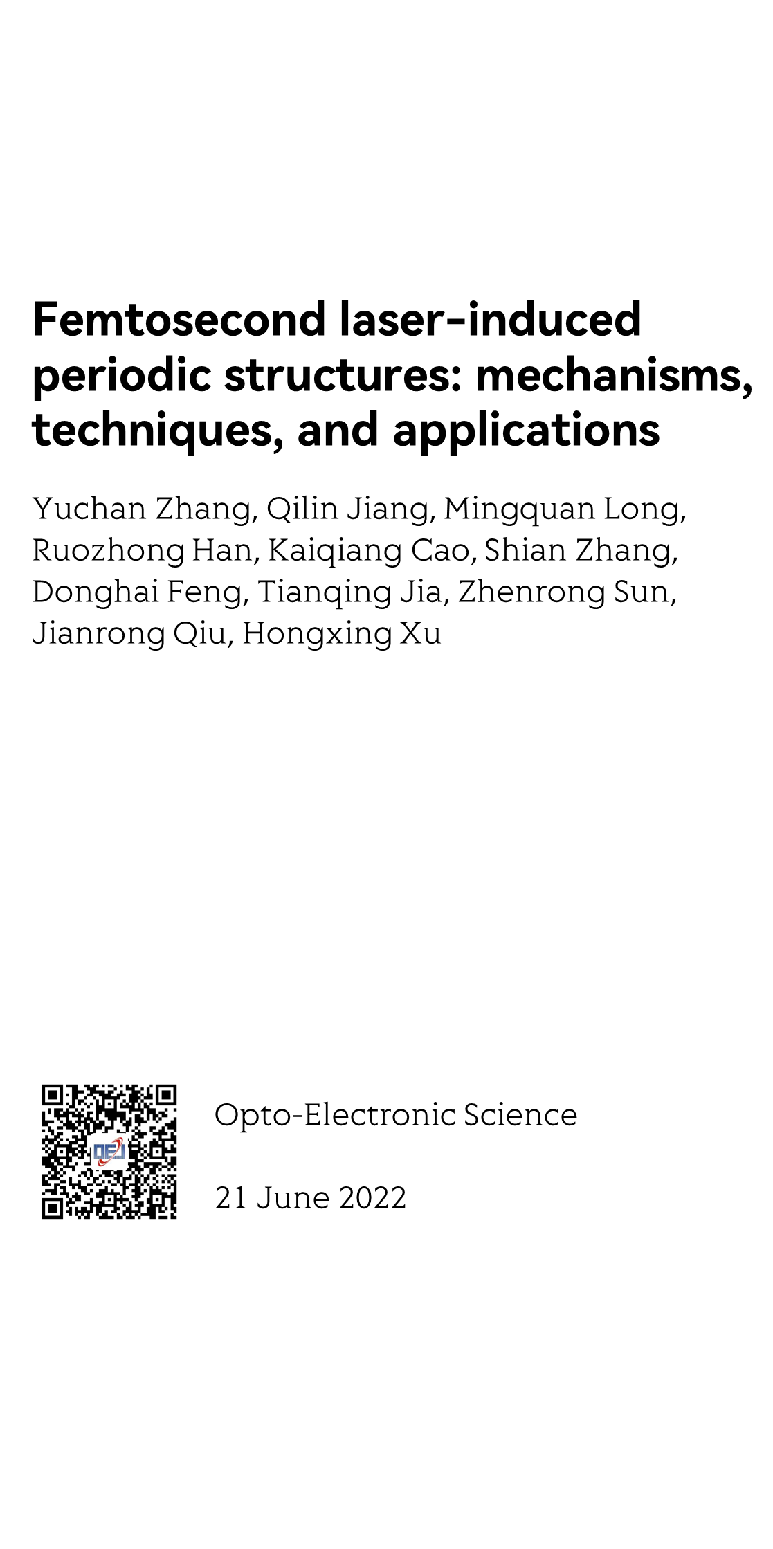 Femtosecond laser-induced periodic structures: mechanisms, techniques, and applications_1