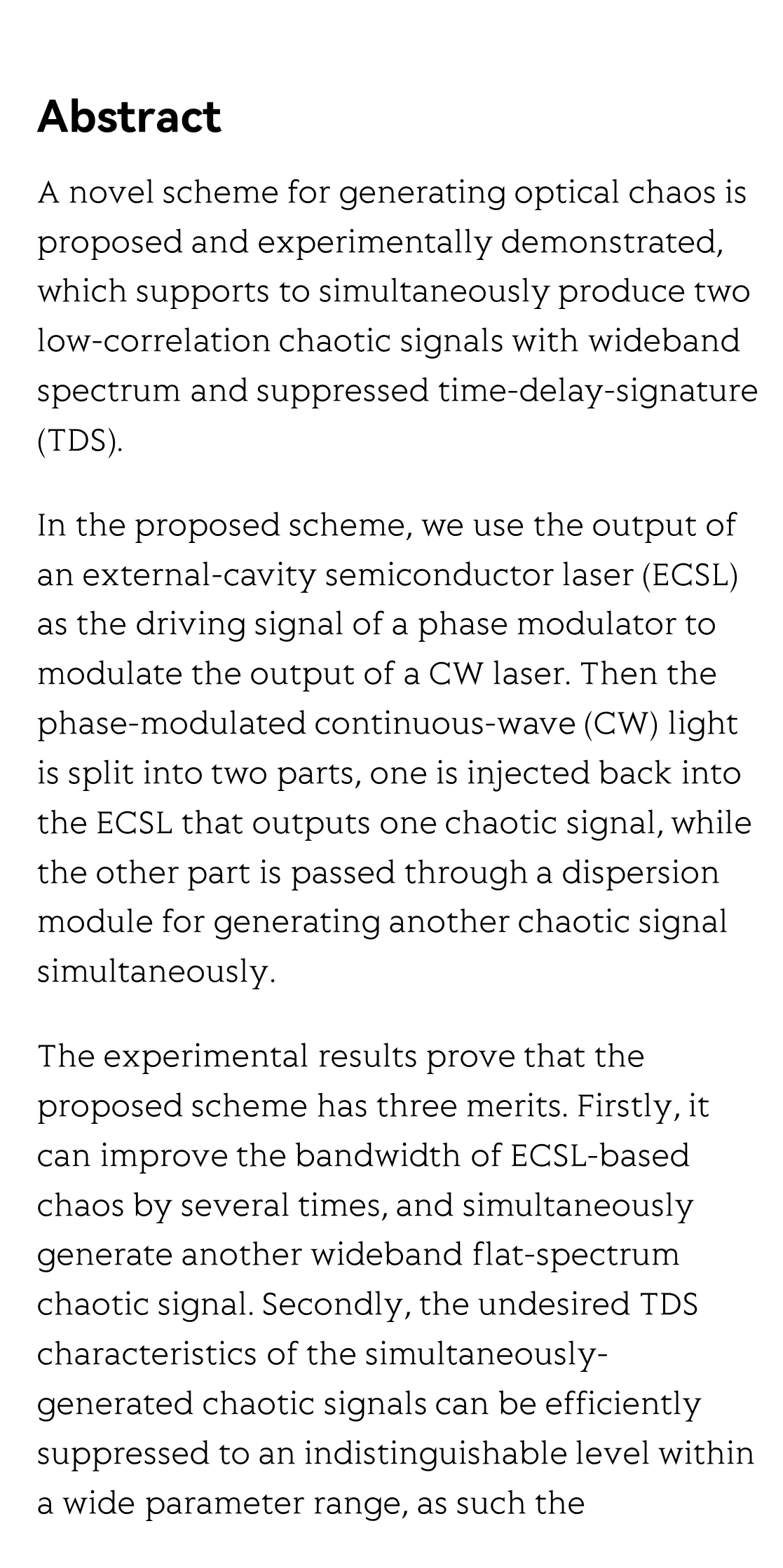 Parallel generation of low-correlation wideband complex chaotic signals using CW laser and external-cavity laser with self-phase-modulated injection_2