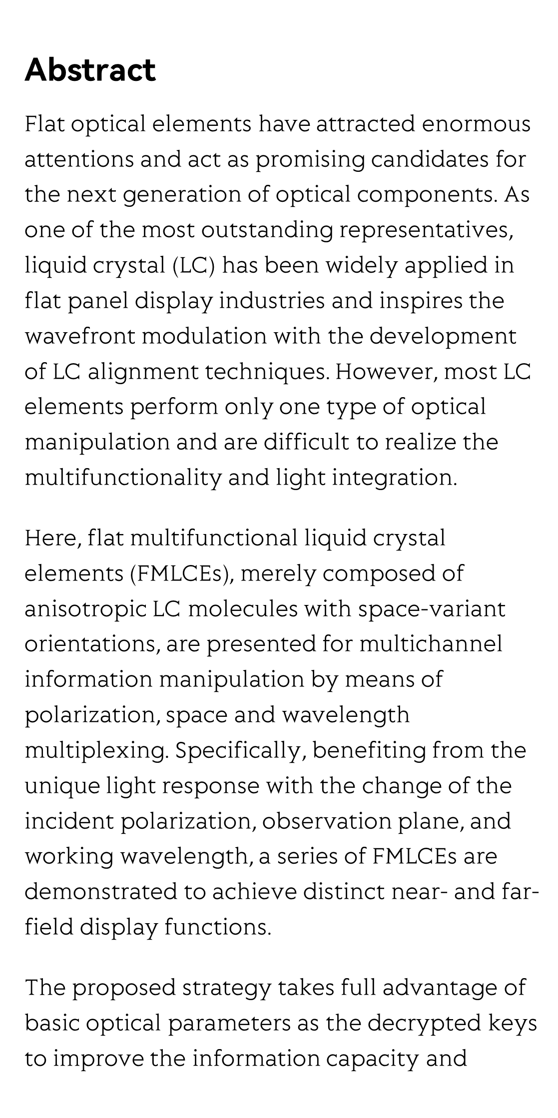 Flat multifunctional liquid crystal elements through multi-dimensional information multiplexing_2