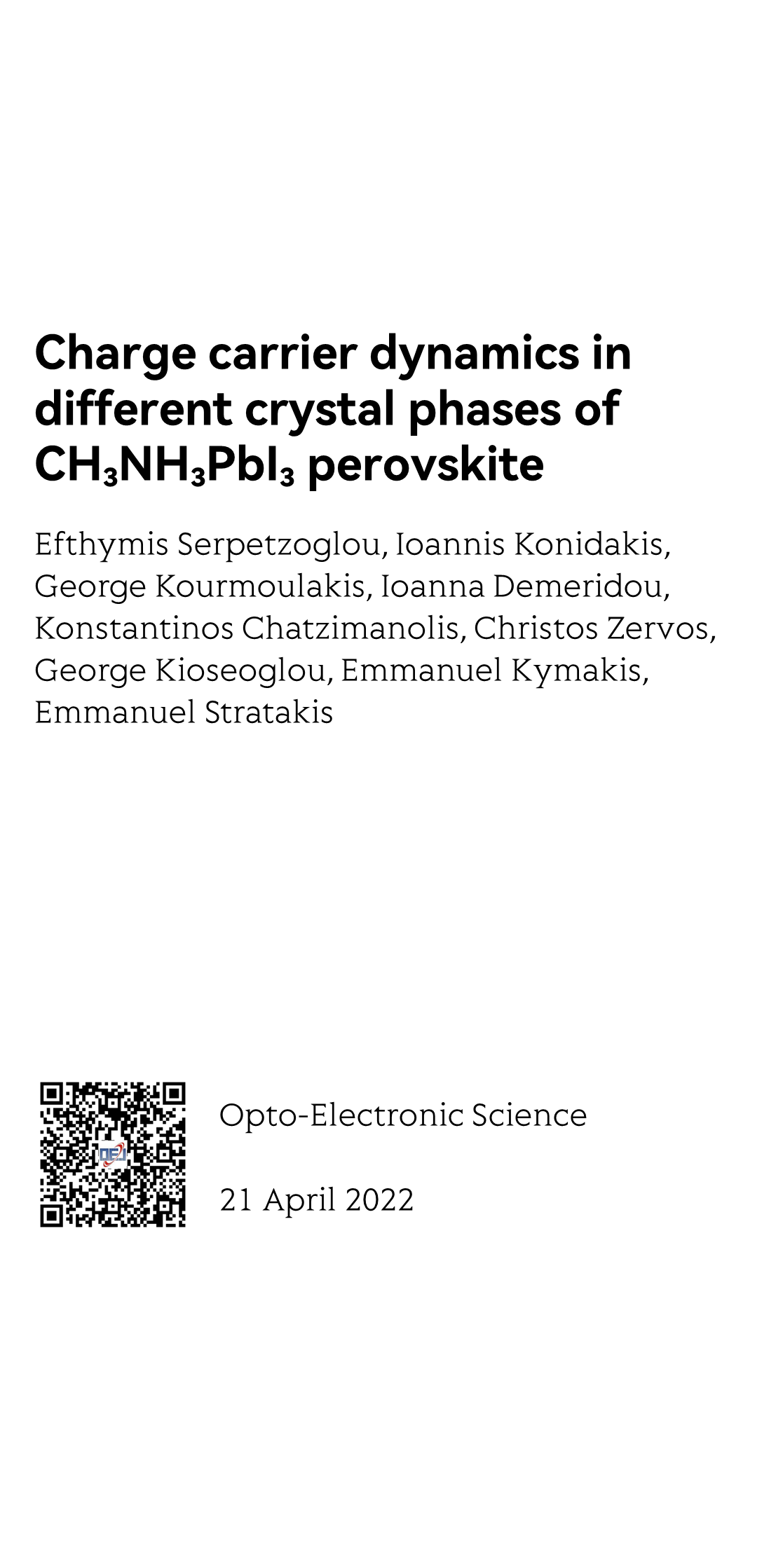 Charge carrier dynamics in different crystal phases of CH₃NH₃PbI₃ perovskite_1