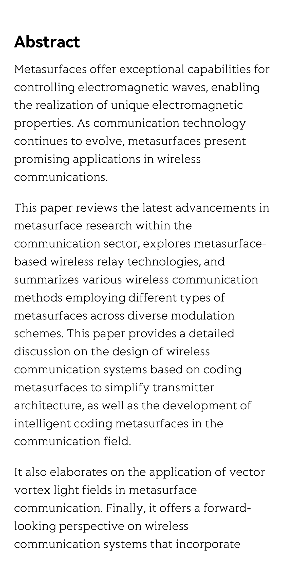 Review for wireless communication technology based on digital encoding metasurfaces_2