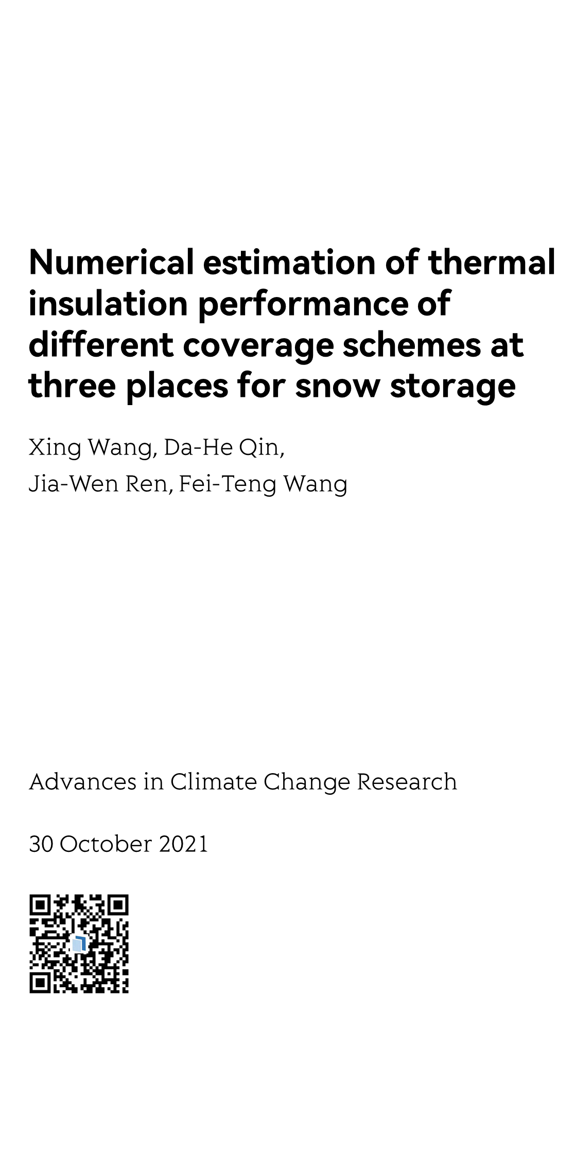 Numerical estimation of thermal insulation performance of different coverage schemes at three places for snow storage_1