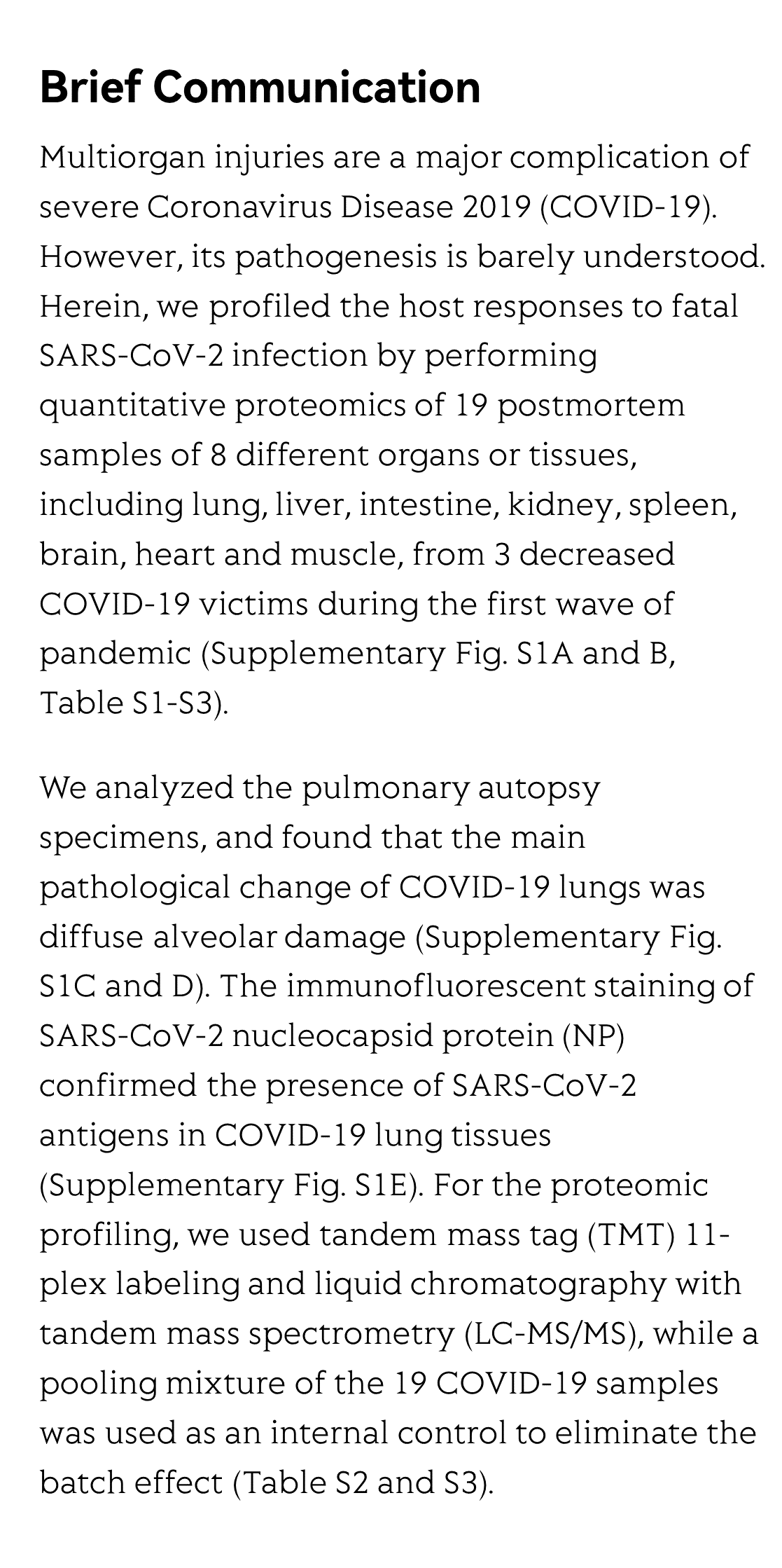 Postmortem tissue proteomics reveals the pathogenesis of multiorgan injuries of COVID-19_2