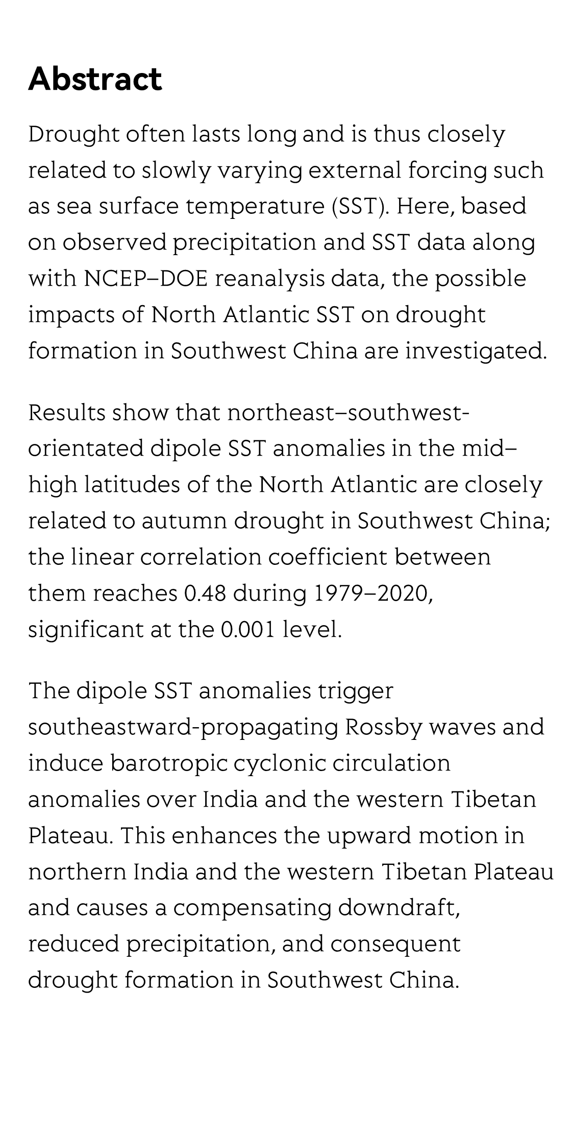North Atlantic forcing of autumn drought in Southwest China_2