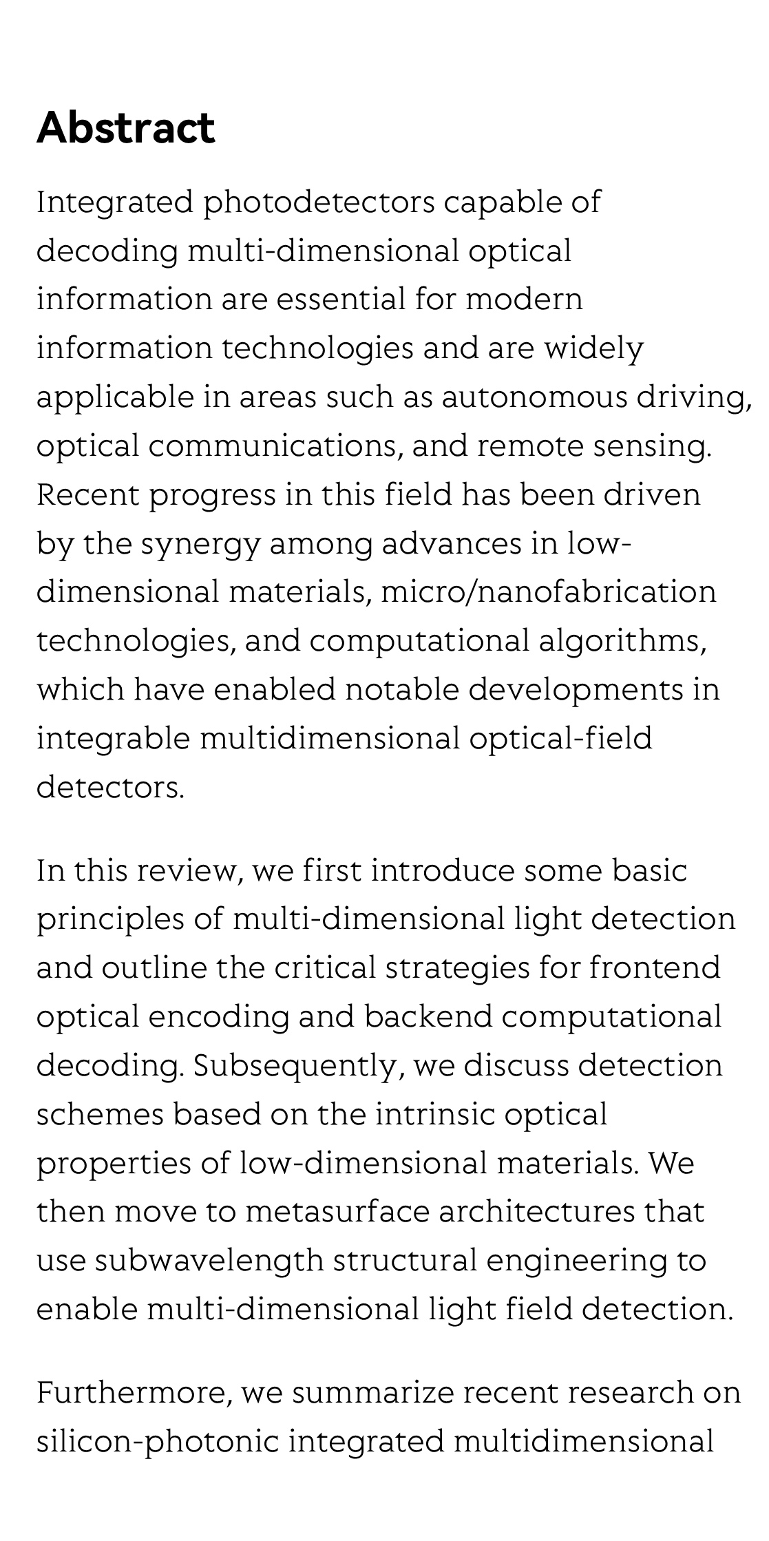 Multi-dimensional photodetection: from material intrinsic properties and metasurface engineering to silicon photonic integration_2