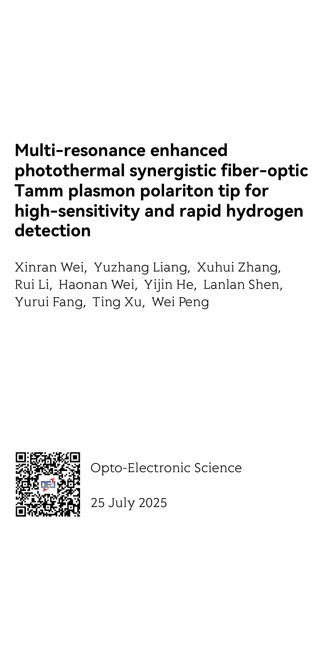 Multi-resonance enhanced photothermal synergistic fiber-optic Tamm plasmon polariton tip for high-sensitivity and rapid hydrogen detection_1