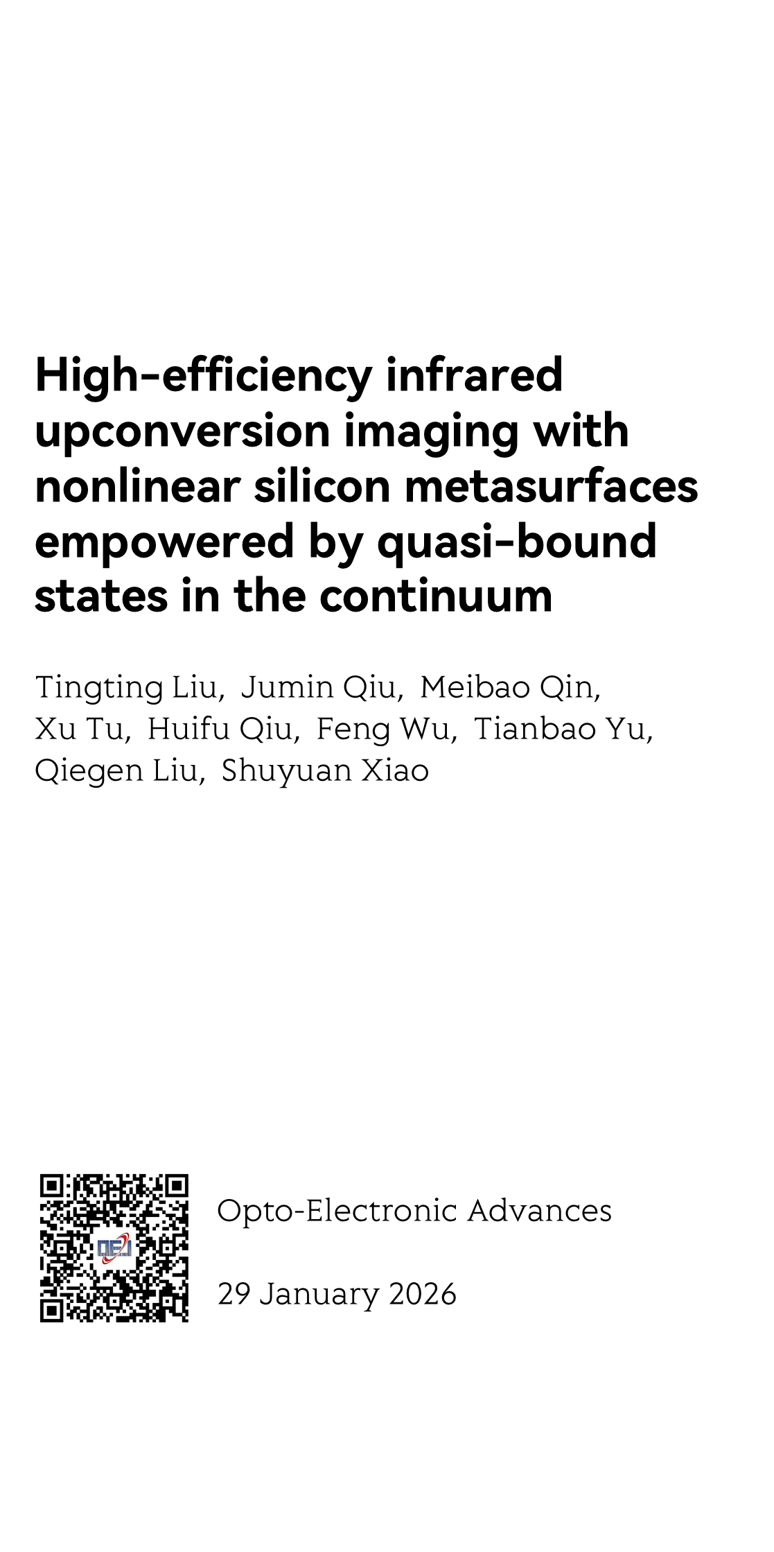 High-efficiency infrared upconversion imaging with nonlinear silicon metasurfaces empowered by quasi-bound states in the continuum_1