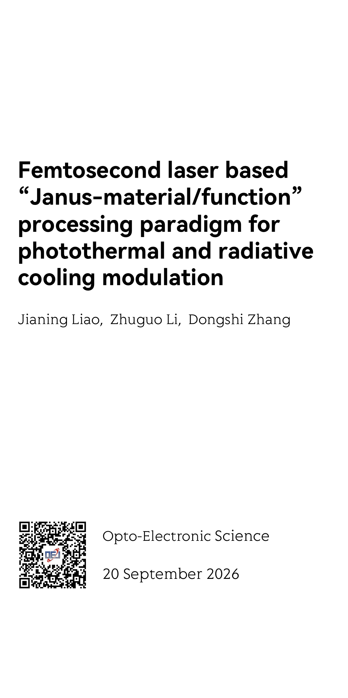 Femtosecond laser based “Janus-material/function” processing paradigm for photothermal and radiative cooling modulation_1