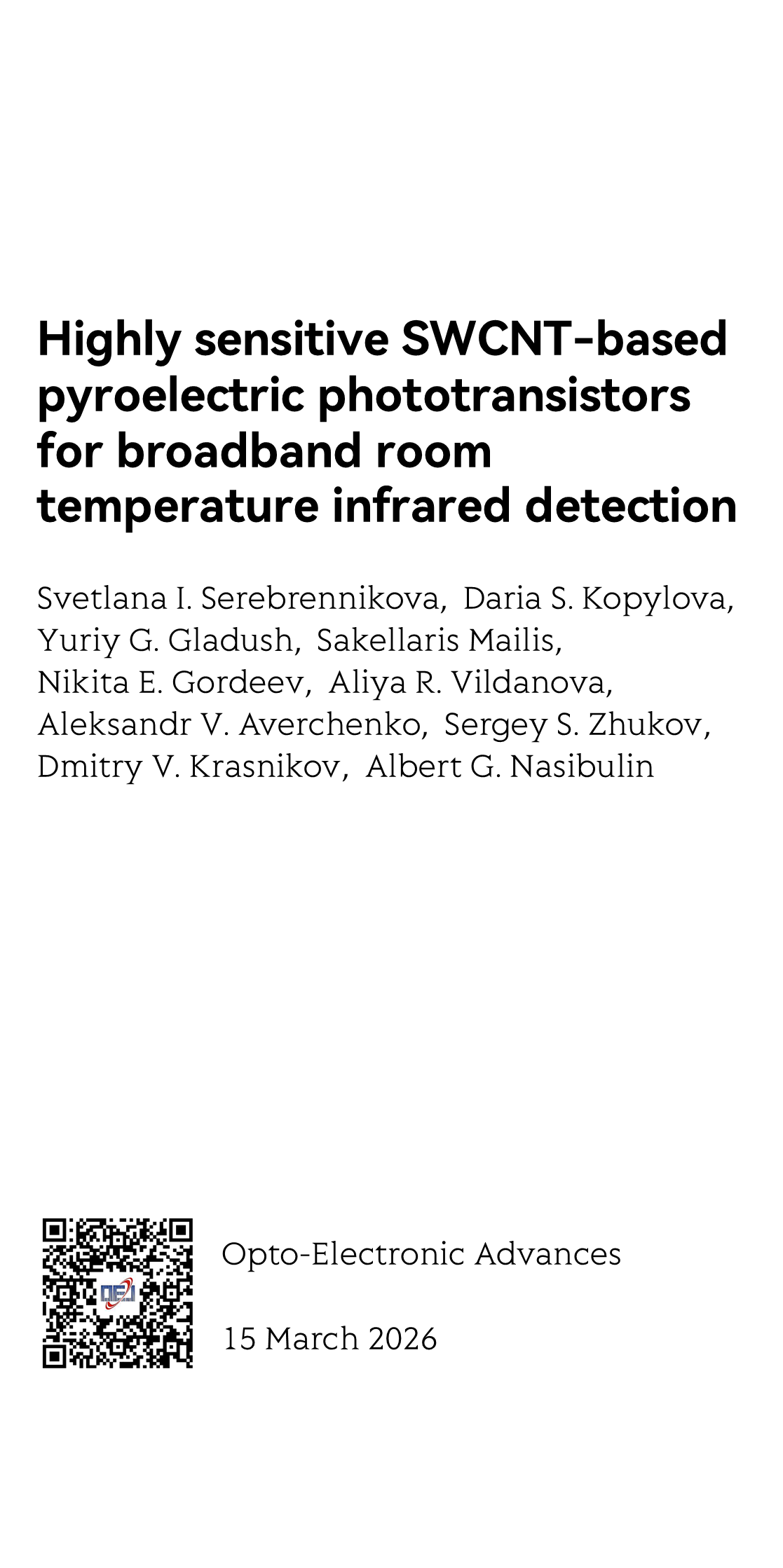 Highly sensitive SWCNT-based pyroelectric phototransistors for broadband room temperature infrared detection_1