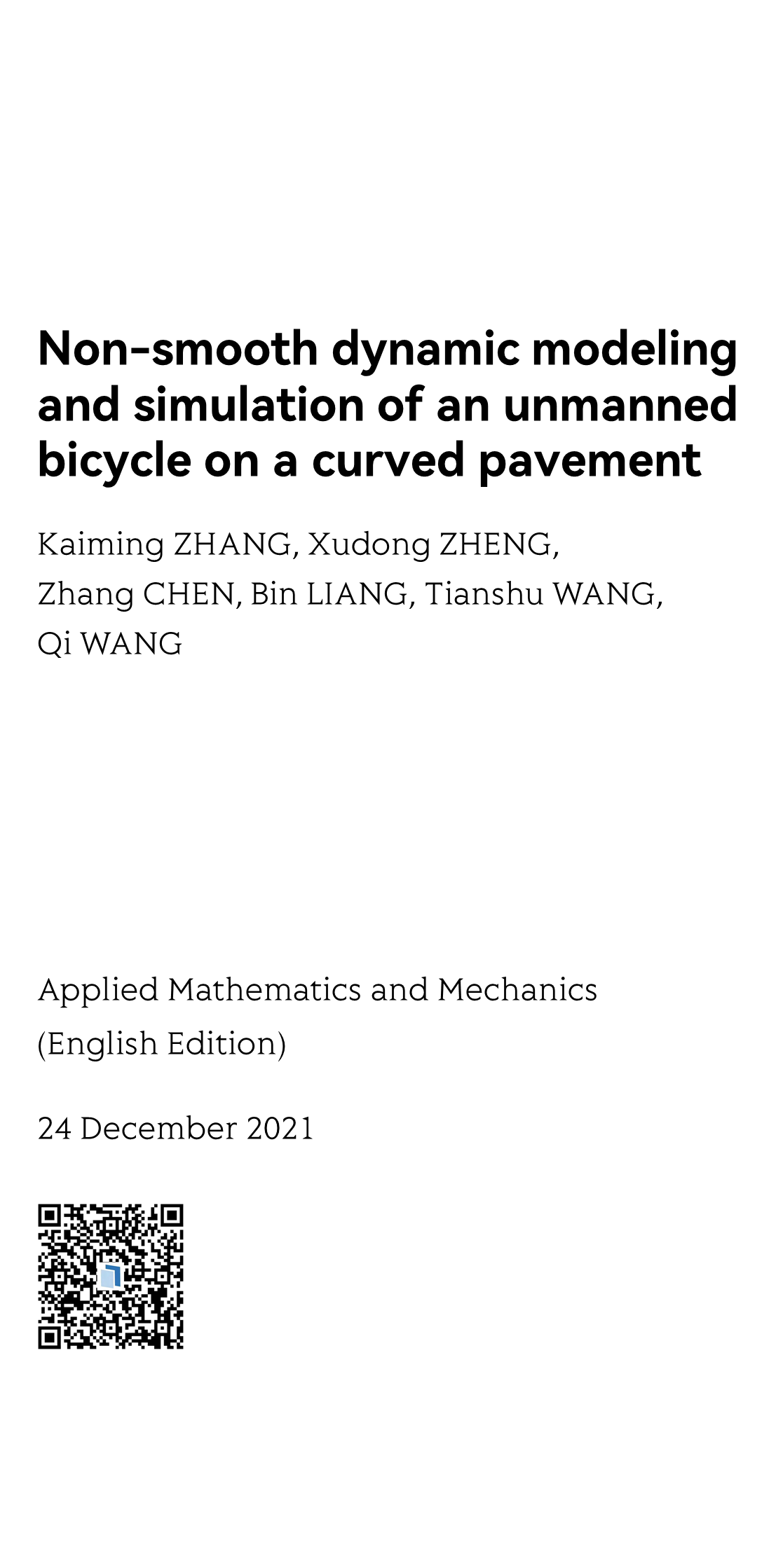 Non-smooth dynamic modeling and simulation of an unmanned bicycle on a curved pavement_1